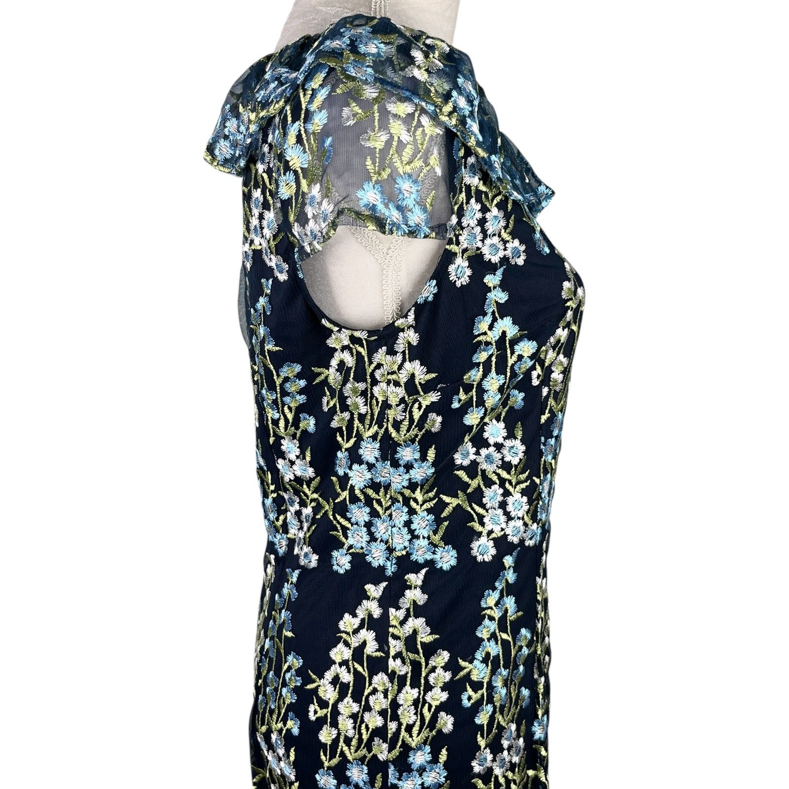 Karl Lagerfeld Karl Lagerfeld Paris Floral Midi Dress Navy Blue 6 Size M / US 6-8 / IT 42-44 - 9 Thumbnail