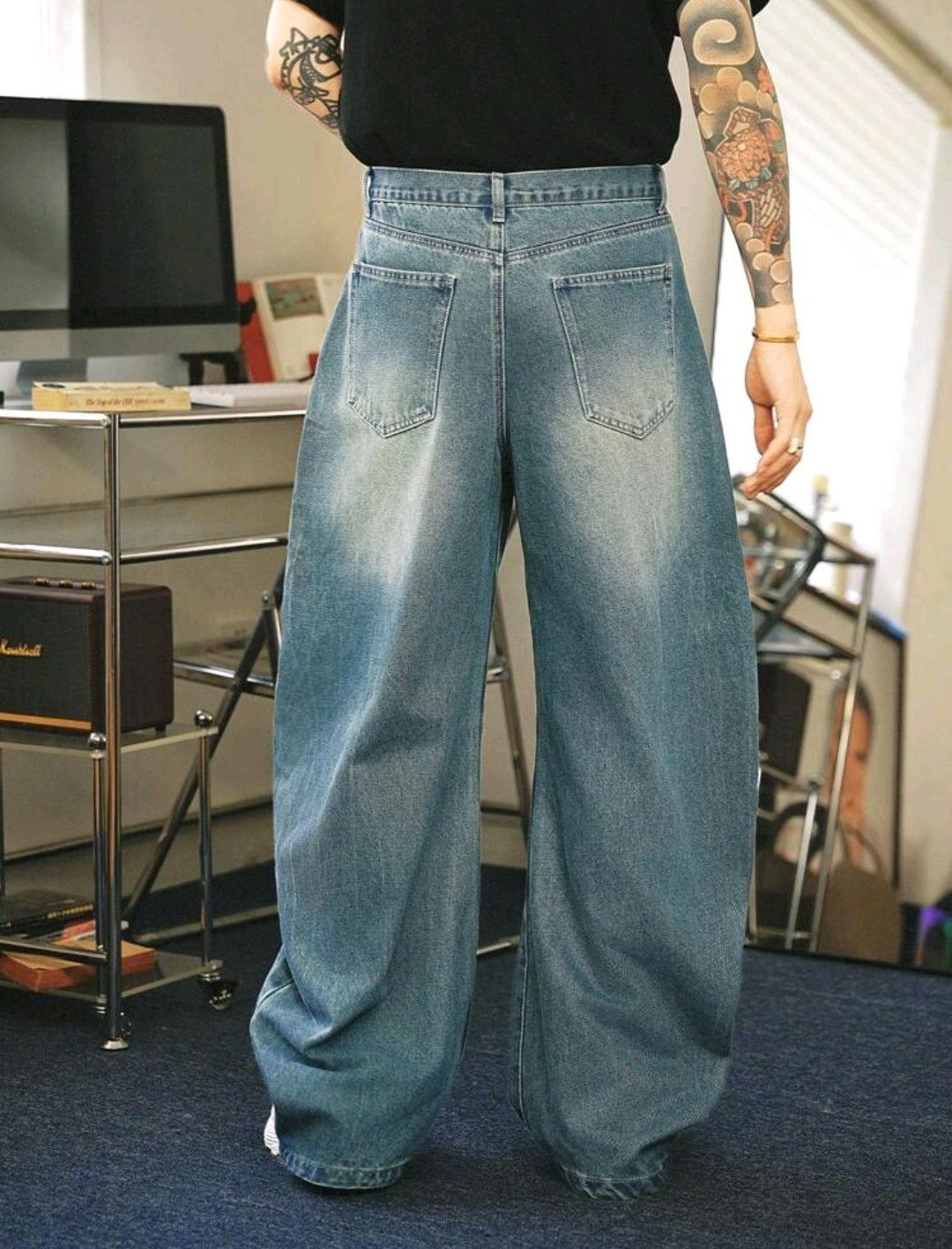 Jean × Vintage Y2K Vintage Style Men's Washed Loose Wide Leg Baggy Jean Size US 30 / EU 46 - 2 Thumbnail
