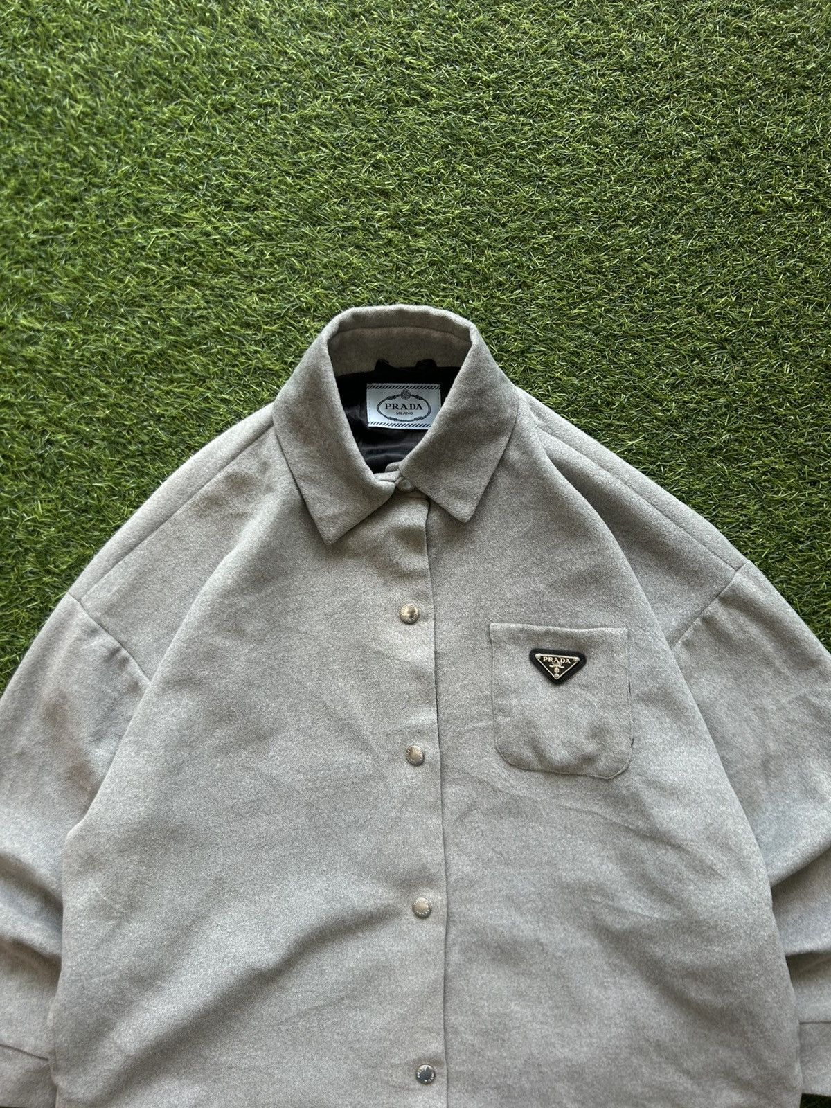 Prada PRADA Milano Wool Overshirt Boxy Jacket - Light Grey Size US L / EU 52-54 / 3 - 2 Thumbnail