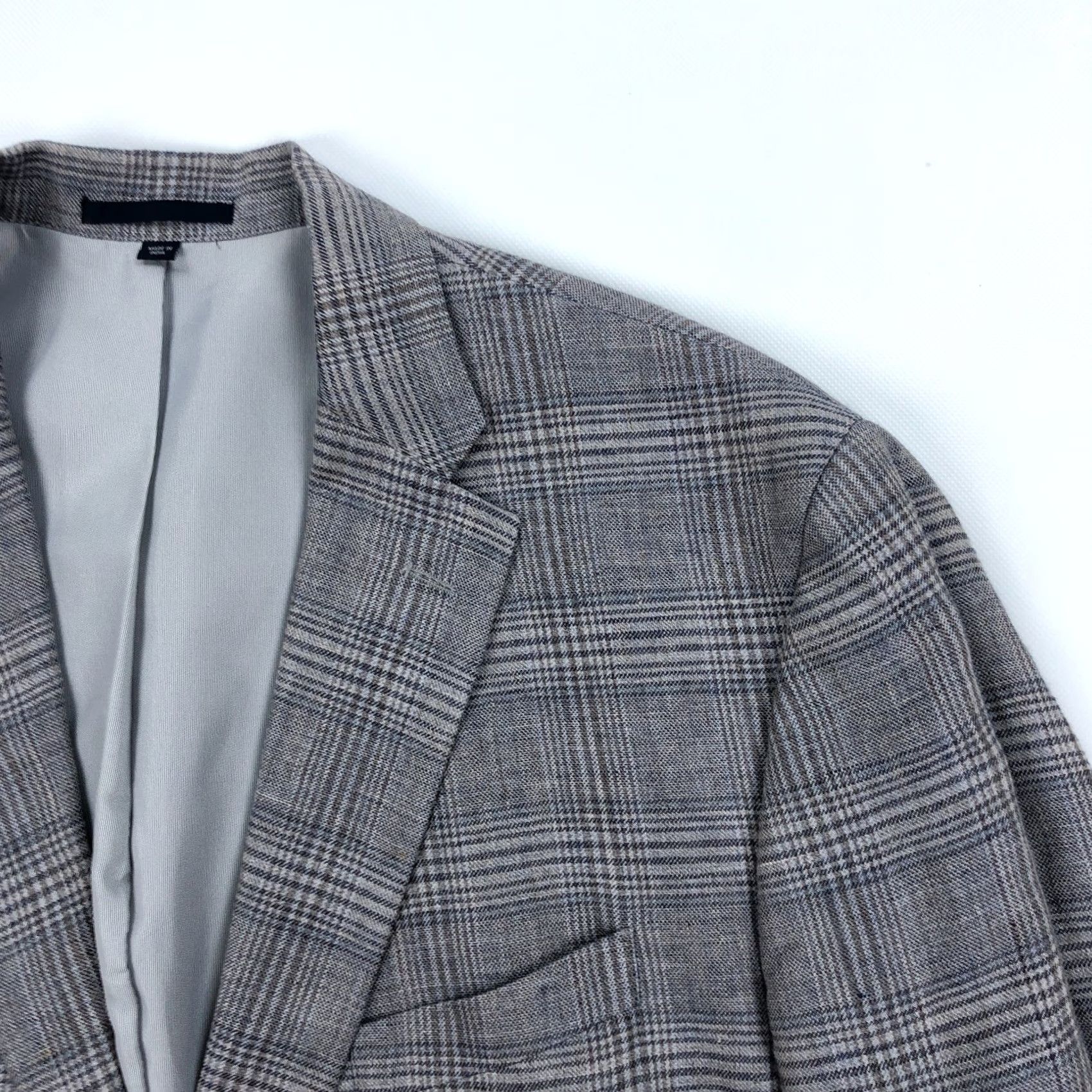 Jos. A. Bank Jos A Bank Blazer Single-Breasted 2-Button Linen Gray Glen Check 44 Regular Men Suit Jacket Sport Coat Size 44R - 2 Thumbnail