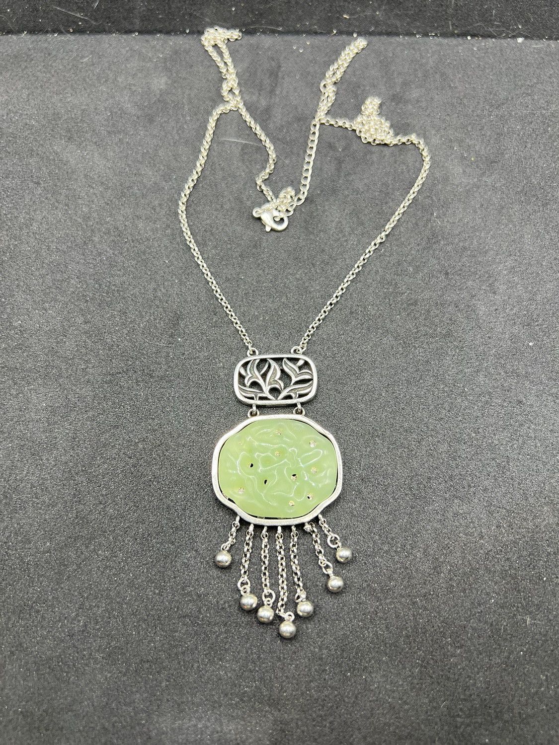 Jewelry Green Jade Asian Style Chain Necklace Size ONE SIZE - 4 Thumbnail