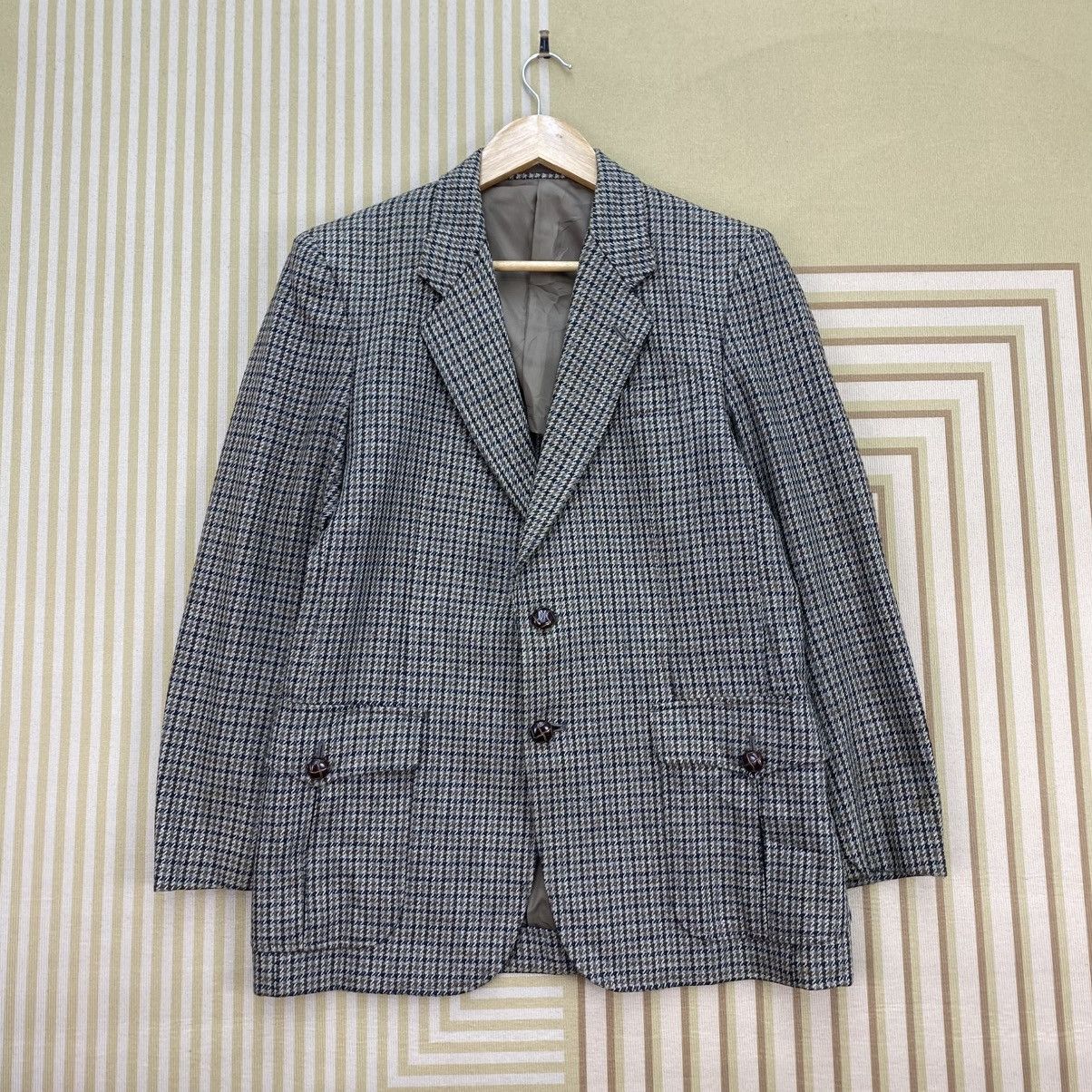 Japanese Brand 🫶 vintage Queen Fourmen grey houndstooth Tweed Patterned Size US M / EU 48-50 / 2 - 1 Thumbnail