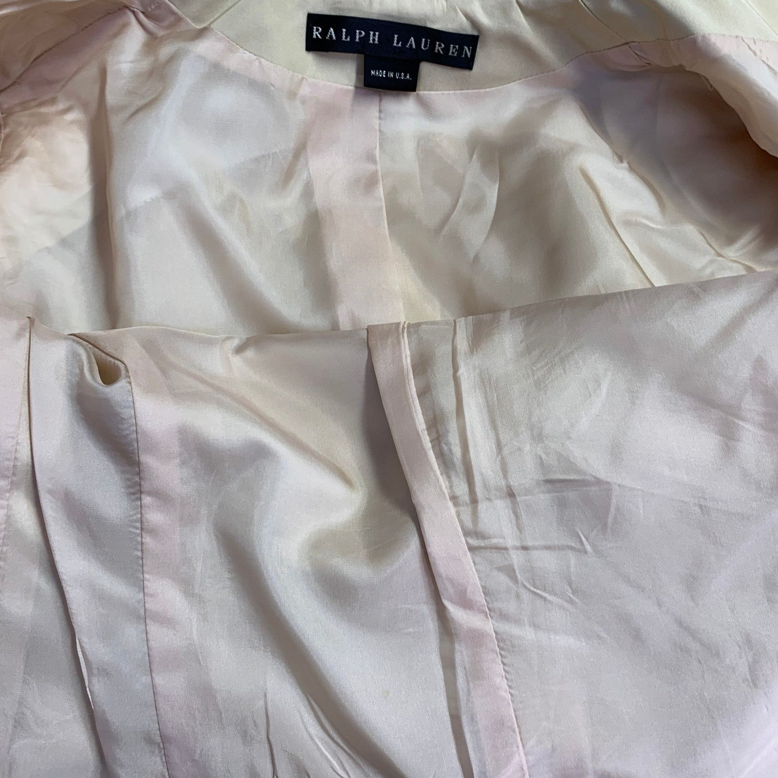 Ralph Lauren Size 6 Beige Acetate Silk Notch Lapel Jacket Blazer Size M / US 6-8 / IT 42-44 - 8 Thumbnail