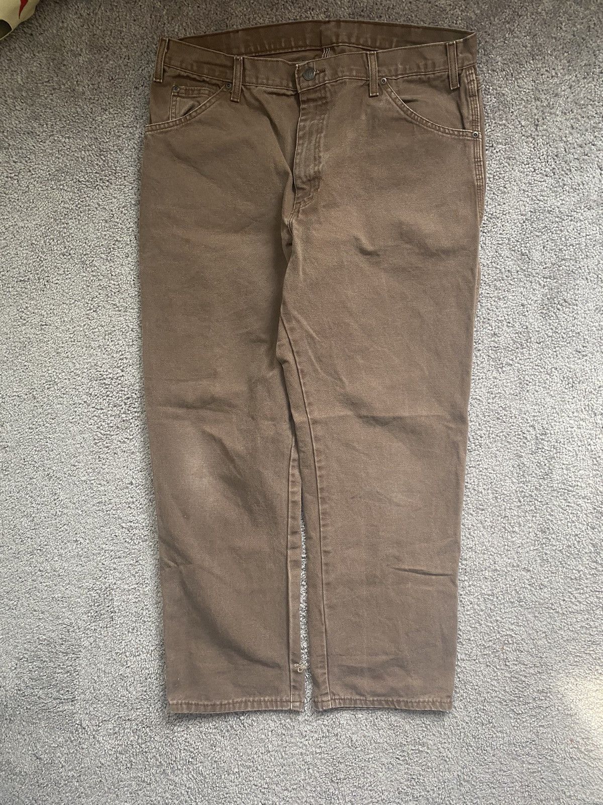 Dickies × Vintage Vintage Faded Distressed Brown Dickie Carpenter Pants Size US 36 / EU 52 - 2 Thumbnail