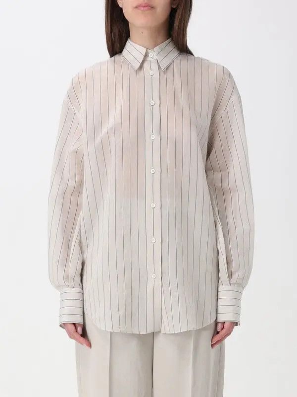 Brunello Cucinelli o1y0725 Striped Shirt in Beige Size 3XL / US 20-22 - 1 Thumbnail