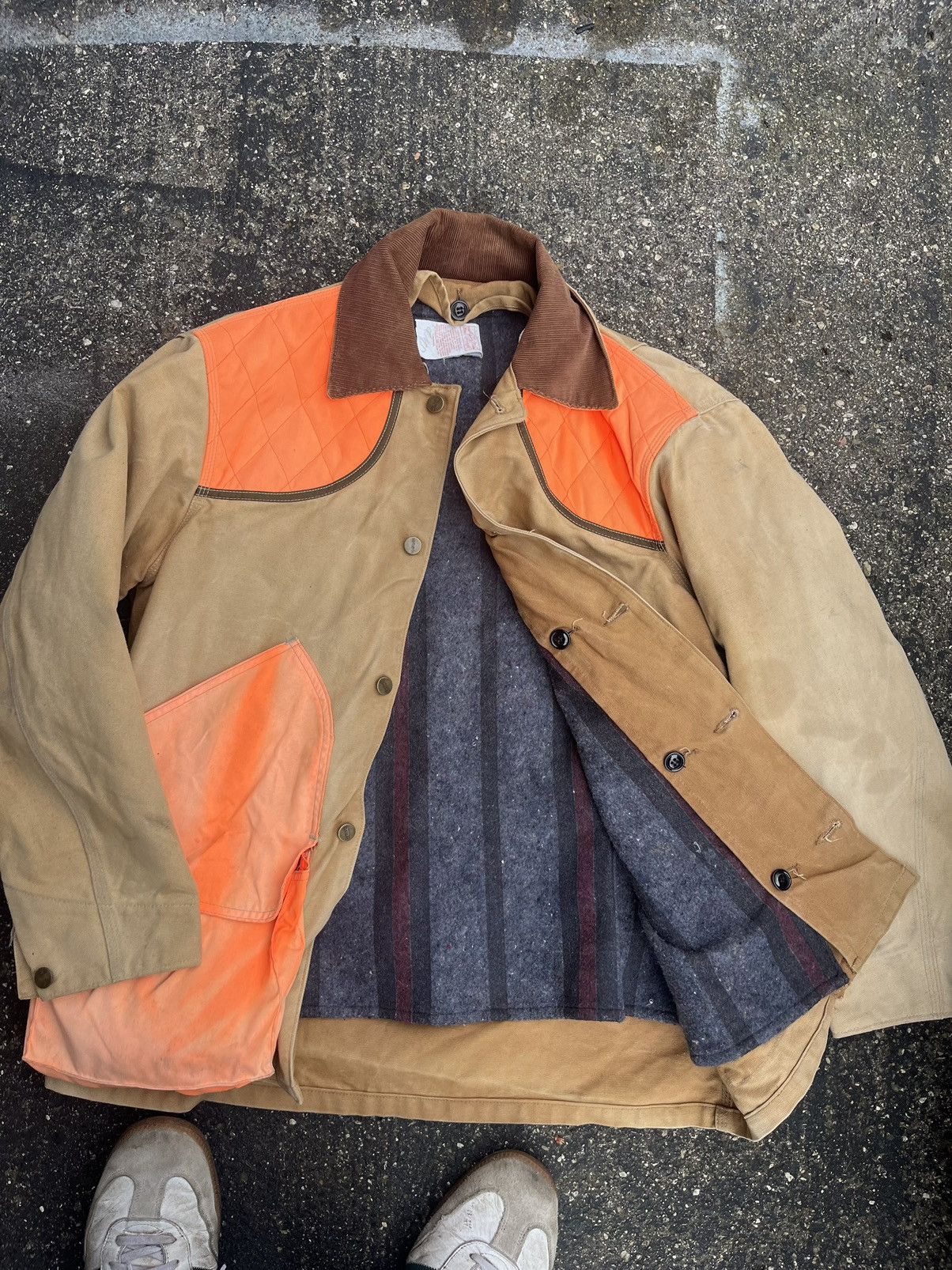 image of Brown Hi-Vis Carhartt Chore Coat in Brown Orange, Men's (Size Large)