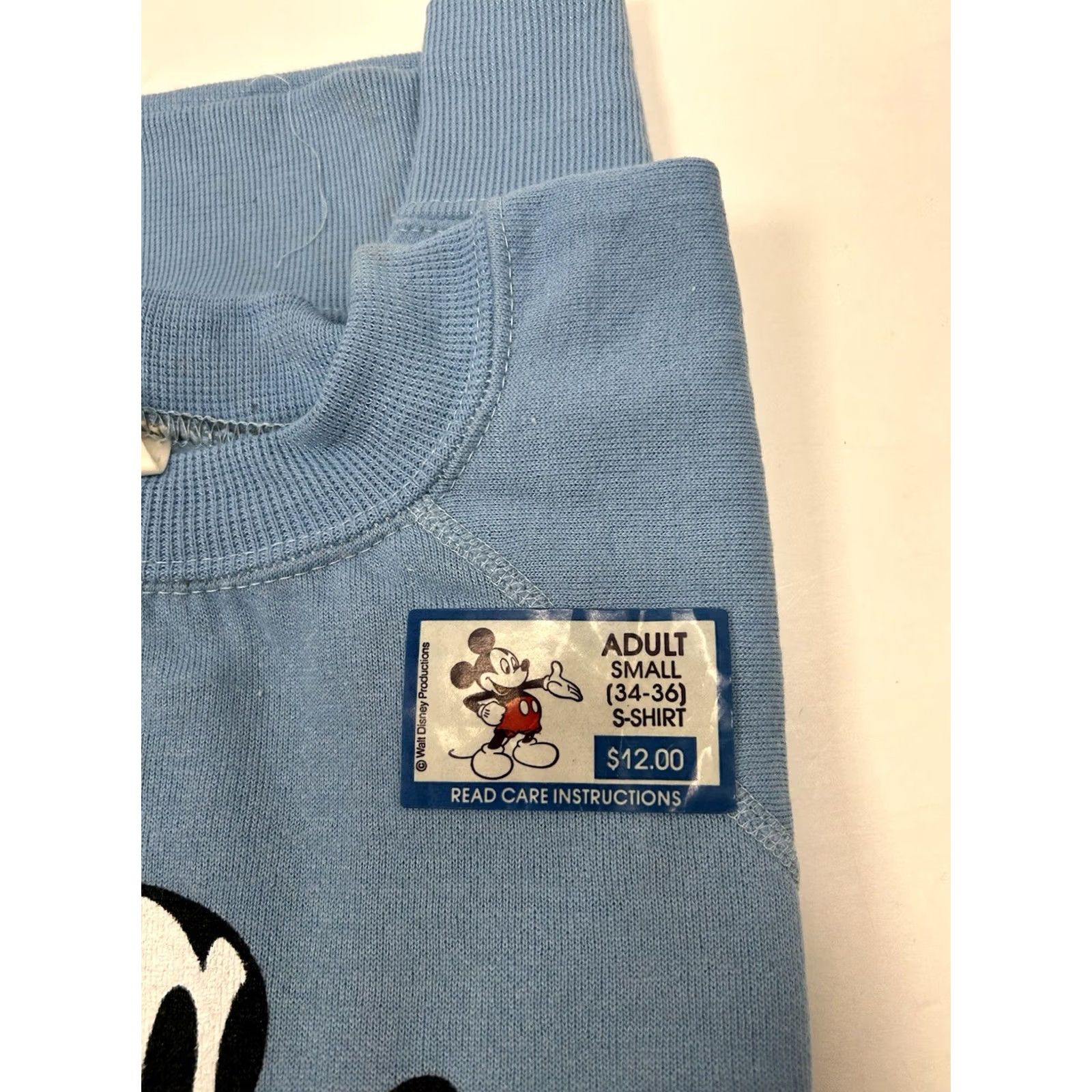 Disney VINTAGE Disney Sweatshirt Unisex Adults Small Light Blue Raglan Mickey Mouse 80s Graphic Print Crew Neck Pullover Size US S / EU 44-46 / 1 - 6 Thumbnail