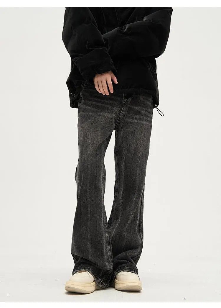 Jean × Streetwear Faded Black Ripped Flare jeans | Grailed