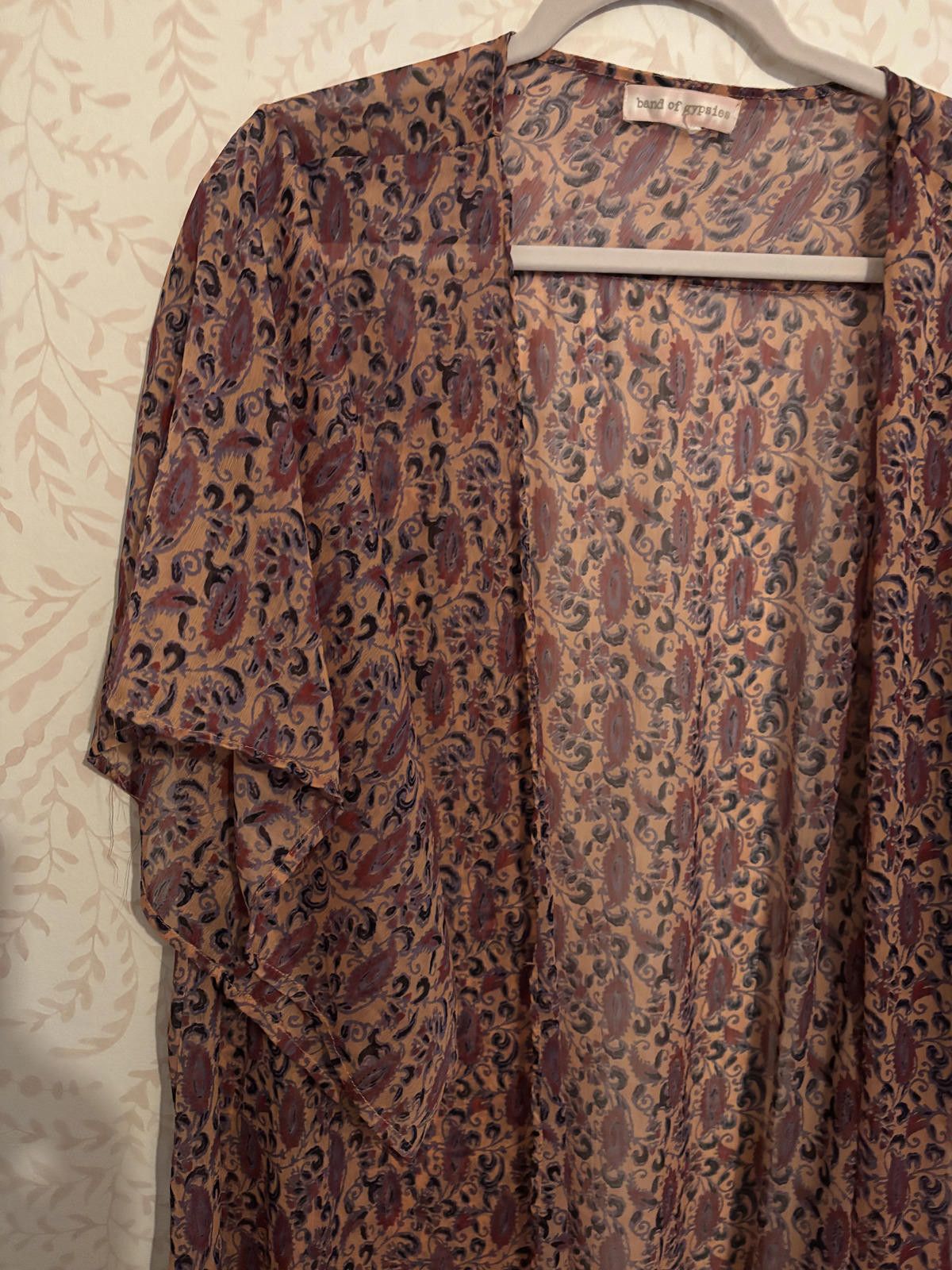 Other Band of Gypsies Sheer Printed Kimono Robe OSFM Size ONE SIZE - 3 Thumbnail