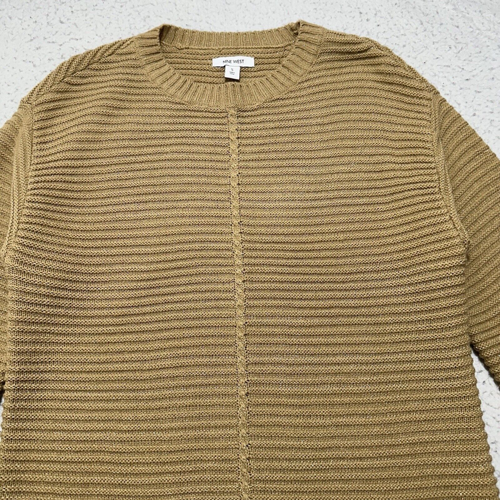 Nine West Nine West Small Glitter Sweater Beige Pullover Long Sleeve Size S / US 4 / IT 40 - 2 Thumbnail