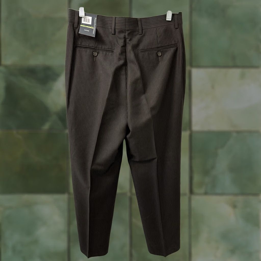 Perry Ellis Perry Ellis Portfolio Dress Pants Mens 30x30 Brown Pinstripe Straight Leg NWT Size US 30 / EU 46 - 1 Thumbnail
