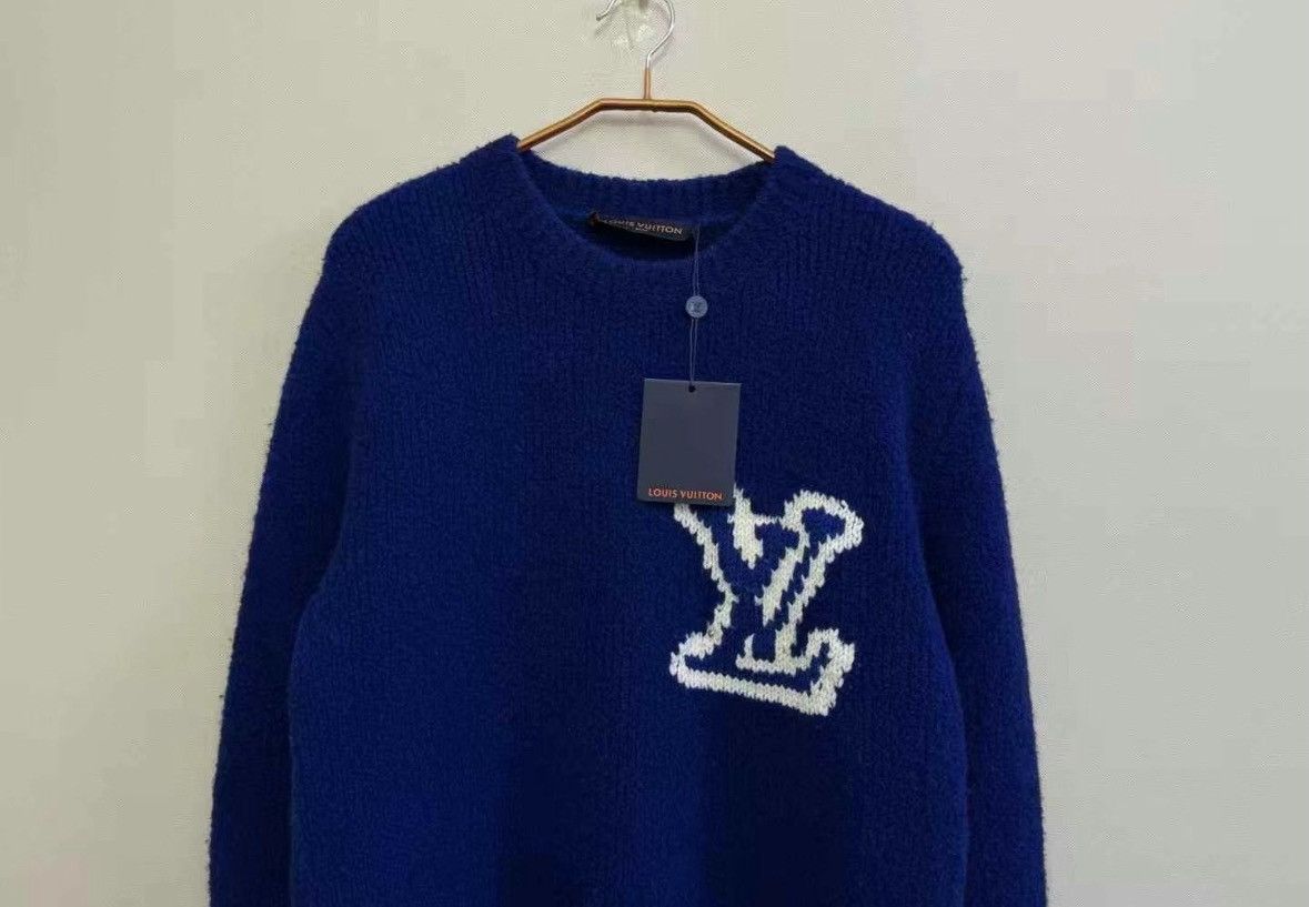 Louis Vuitton Louis Vuitton Navy blue knitted LOGO teddy sweater 2502-Nex Size US M / EU 48-50 / 2 - 2 Thumbnail