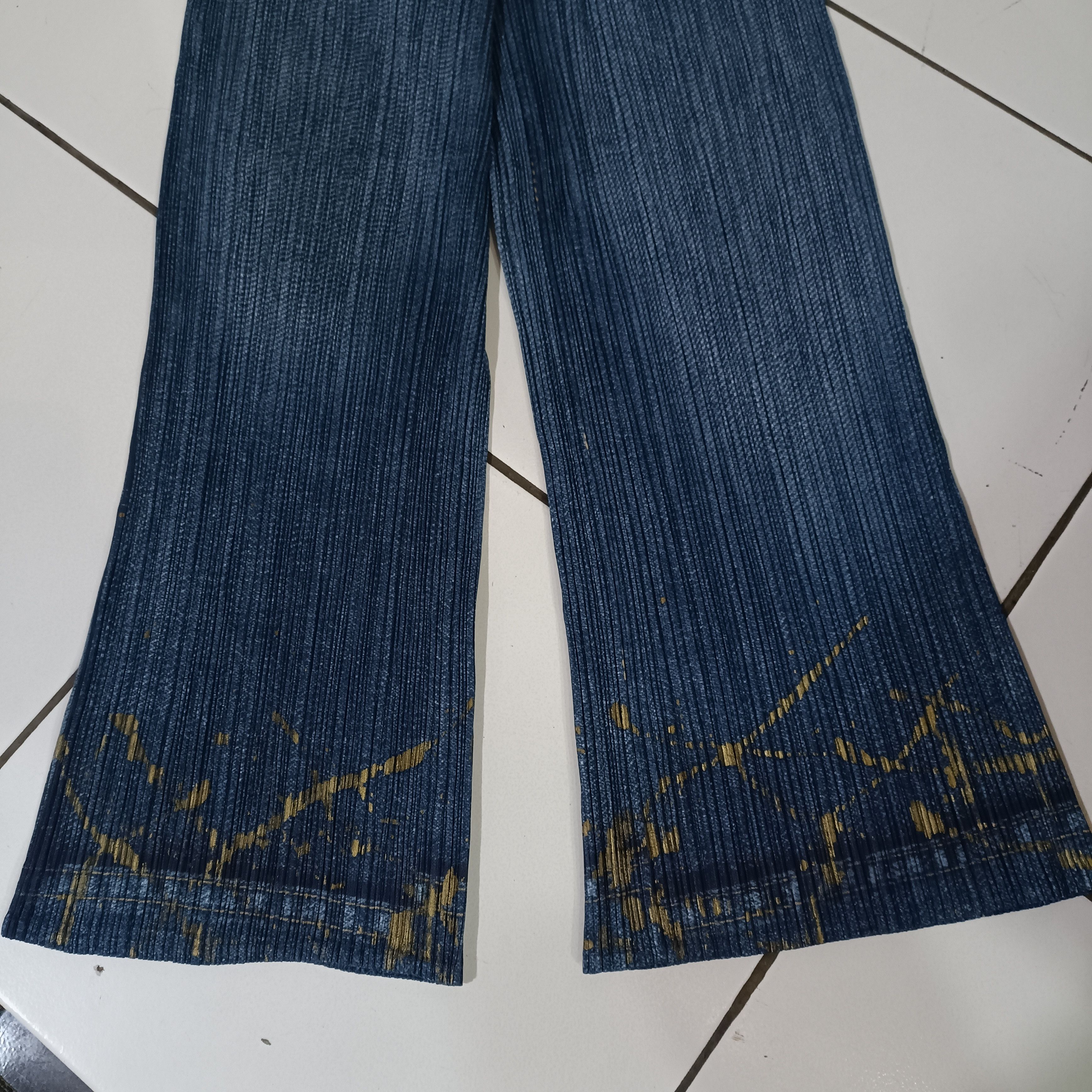Pleats Please Issey Miyake Pleats Please Denim Flared Splatter Printed Size 29" - 9 Thumbnail