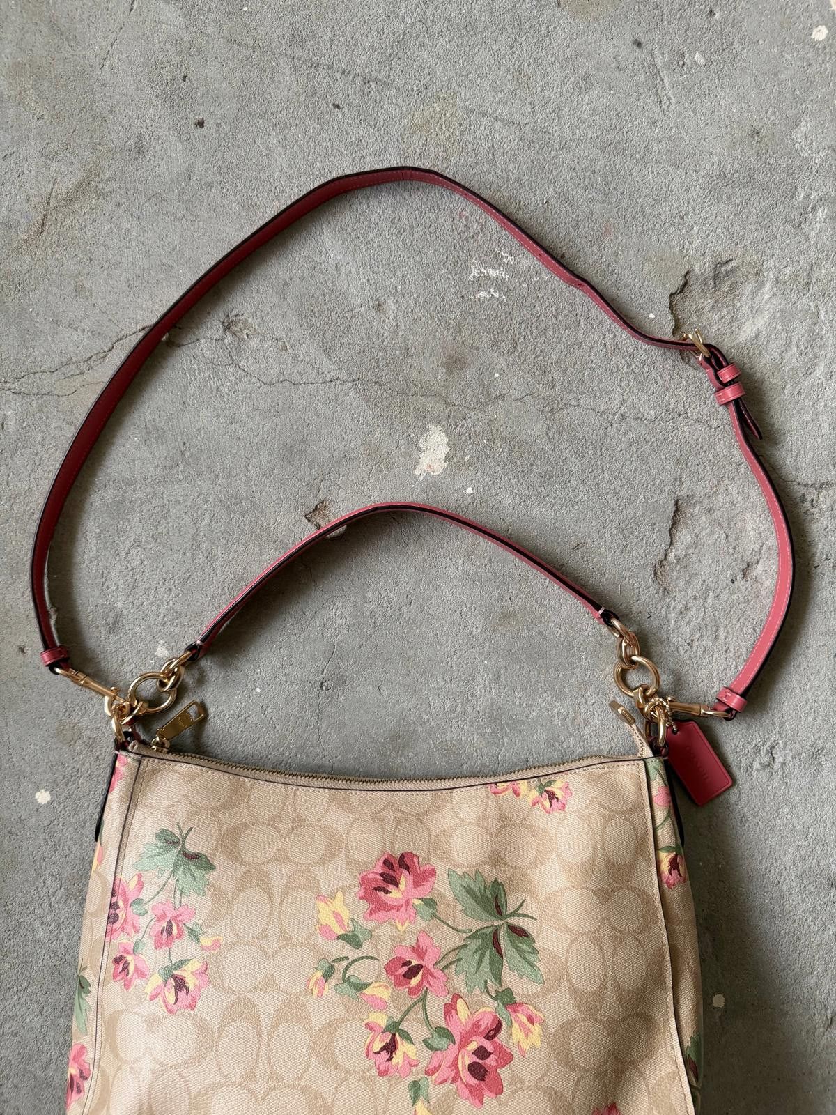 Coach Coach 2Way Signature Elle Flower Shoulder Bag Beige/Pink Size ONE SIZE - 4 Thumbnail