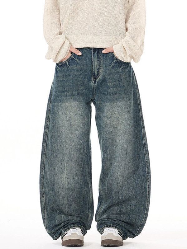 Jean Vintage distressed men's lightning loose scimitar jeans Size US 32 / EU 48 - 1 Thumbnail
