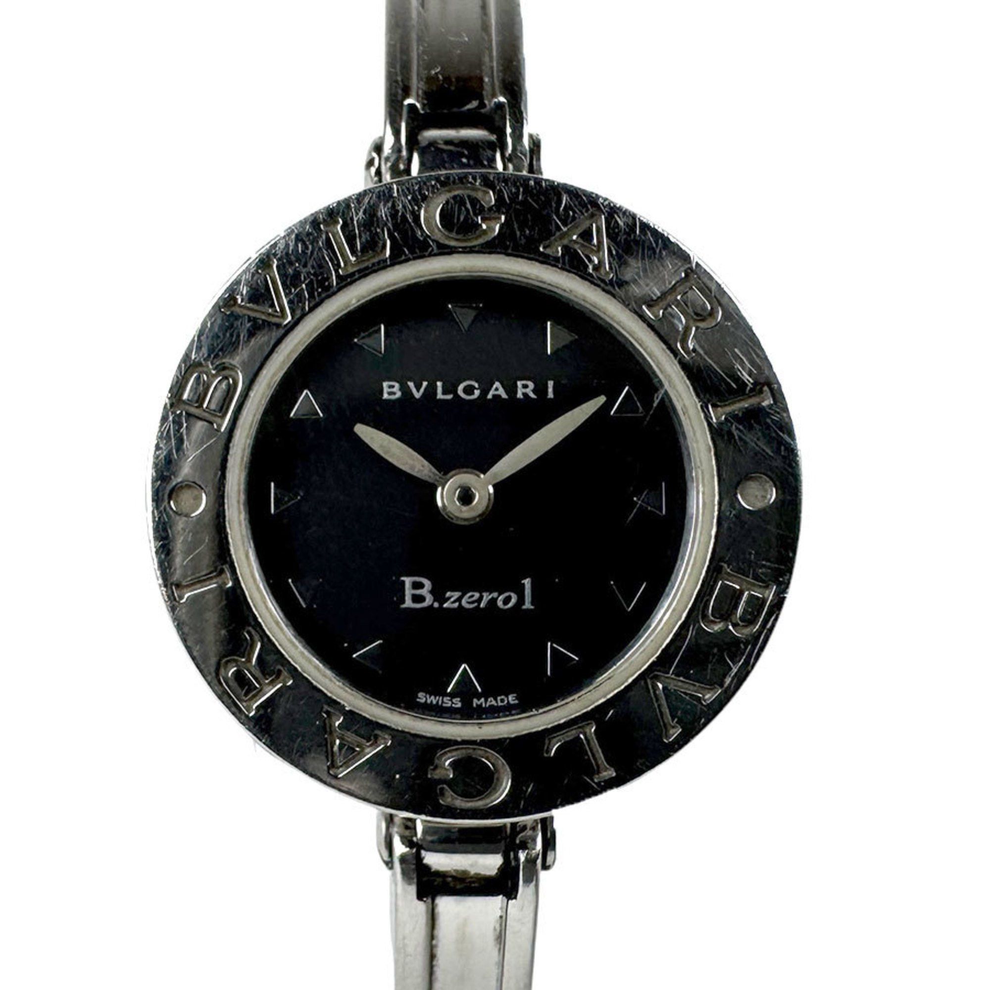 Bvlgari Watch Bangle B.zero1 Stainless Steel Silver Women's Quartz Black Dial