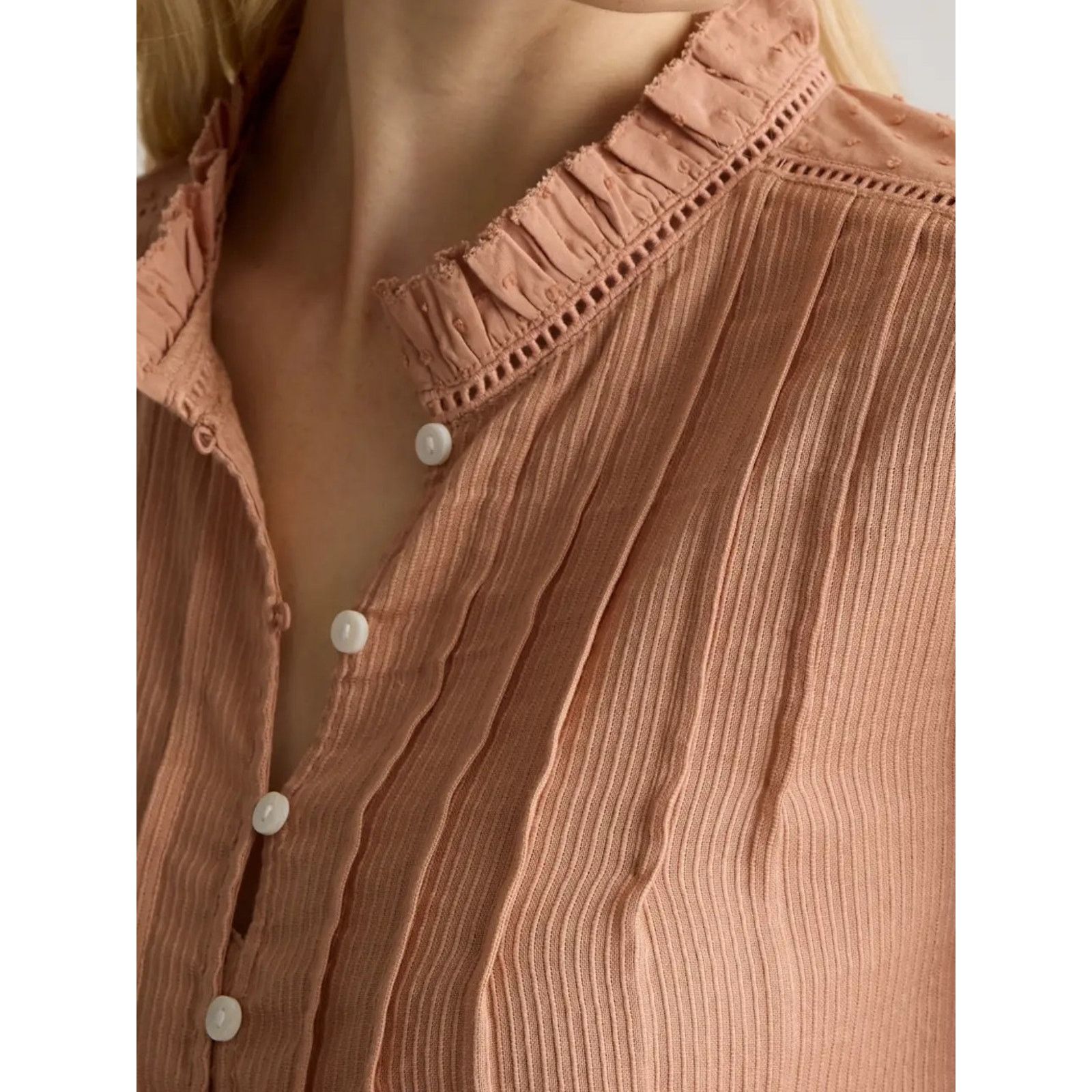 Quince Quince $158 Organic Textured Cotton Peasant Blouse Large EUC Size L / US 10 / IT 46 - 8 Thumbnail