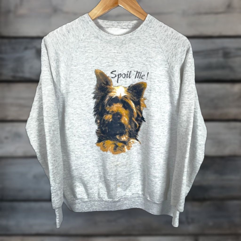 Vintage VINTAGE Yorkshire Terrier Spoil Sweatshirt Shirt Womens Adult Medium Heather Gray Raglan Sleeves 80s Dog Size M / US 6-8 / IT 42-44 - 1 Thumbnail
