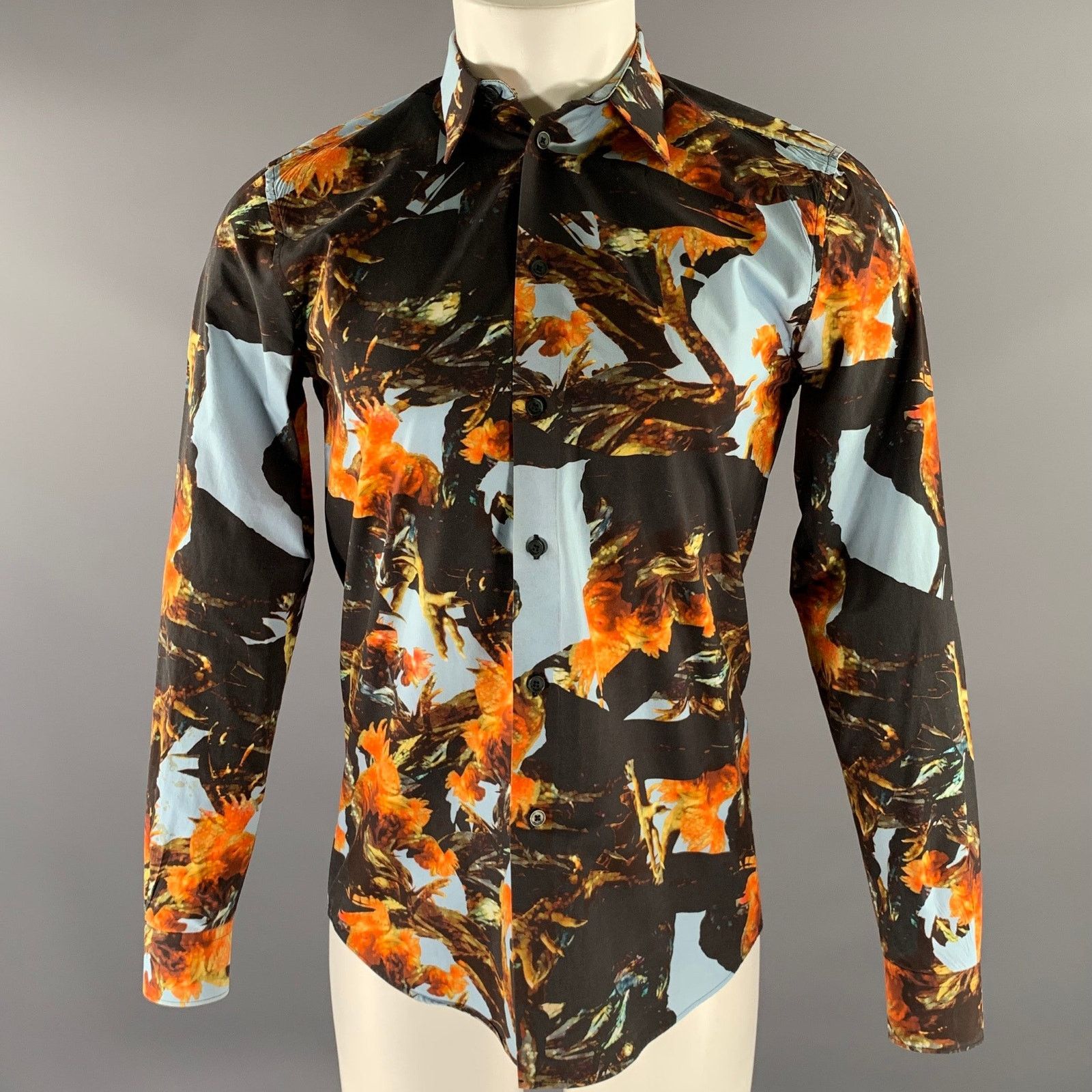 Givenchy GIVENCHY Black Orange Animal Print Cotton Long Sleeve Shirt Size US XS / EU 42 / 0 - 1 Thumbnail