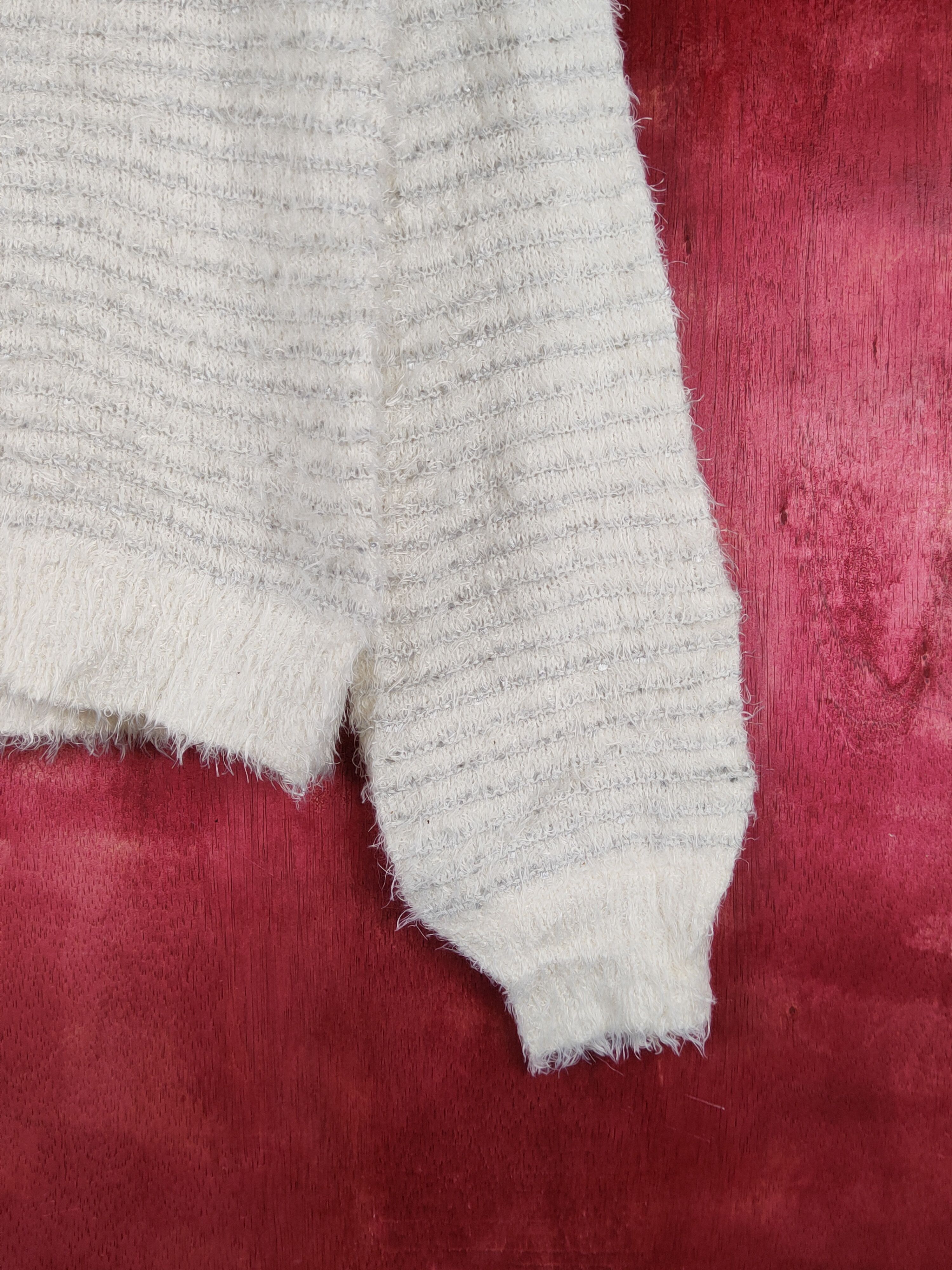 Aran Isles Knitwear Vis Cream Shag Shaggy Fur Mohair Knitwear #S1940 Size M / US 6-8 / IT 42-44 - 6 Thumbnail