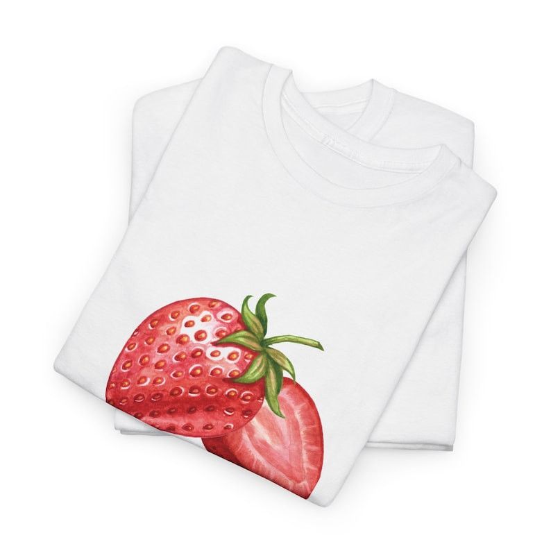 Designer Strawberry Shirt, Vintage Graphic Shirt Size M / US 6-8 / IT 42-44 - 2 Thumbnail