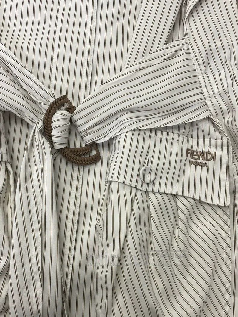 Fendi Fendi 25 Model White Striped Shirt Windbreaker Size XXS / US 00 / IT 34 - 2 Thumbnail