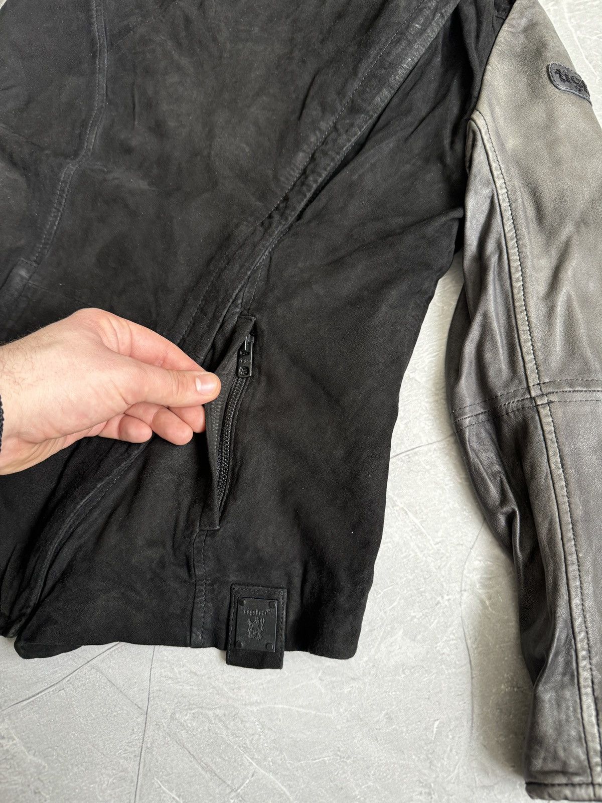 tigha Tigha High Neck Asymmetrical Leather Jacket Rick Owens Style Size L / US 10 / IT 46 - 7 Thumbnail