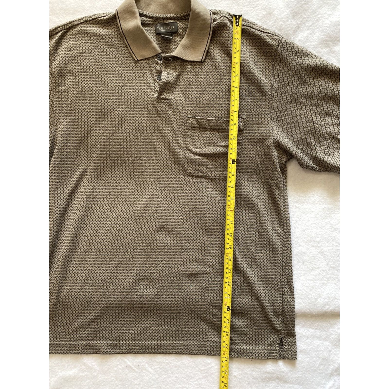 Van Heusen Van Heusen Men's Polo Shirt L Golf Pocket Casual Business / 16-11 Plaid Brown Beige Cotton/Poly Knit Shirt Men Regular Size US L / EU 52-54 / 3 - 6 Thumbnail