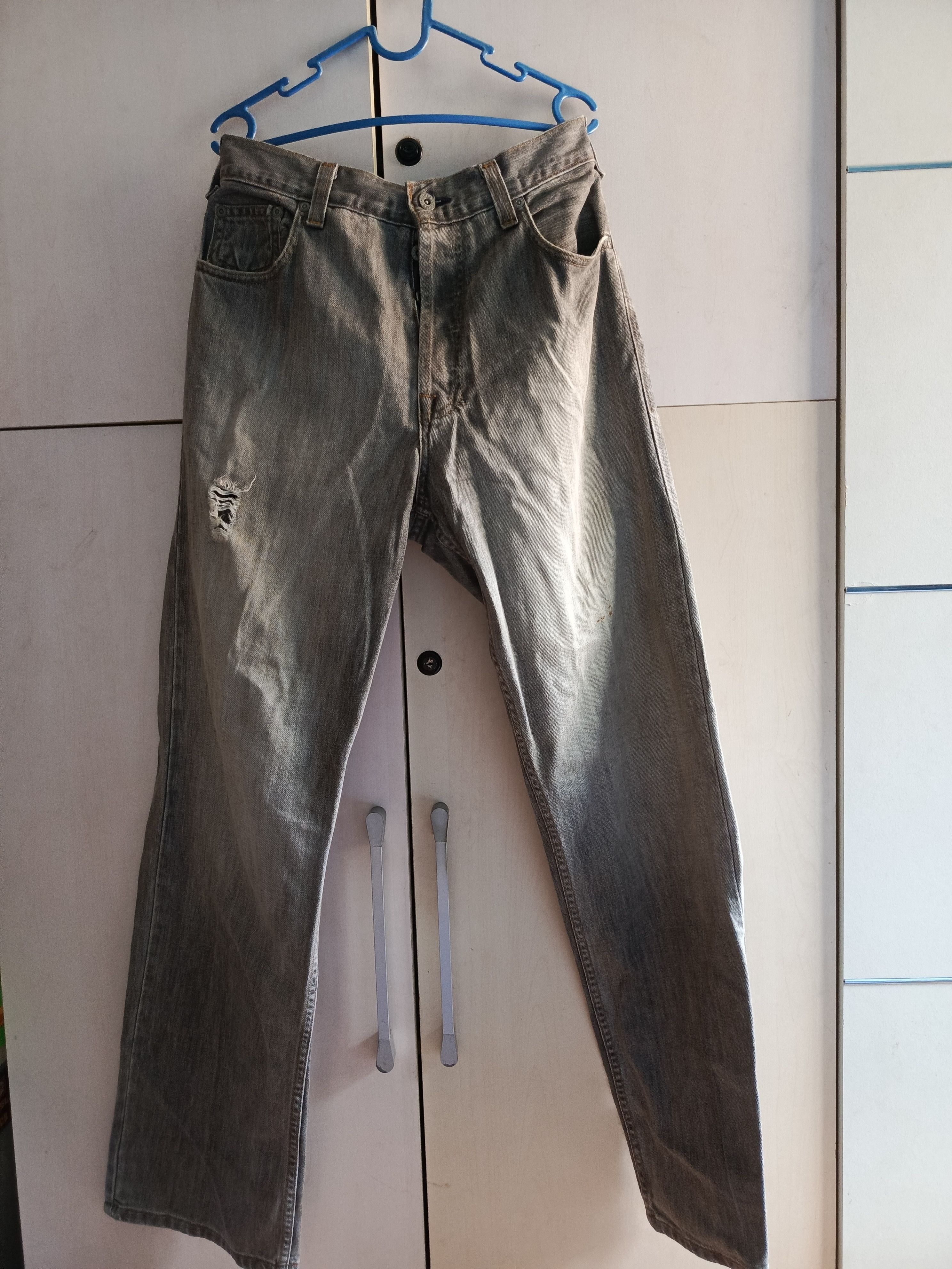 image of Drop Your Offervintage Distressed Stussy Workgear Jeans in Grey, Men's (Size 34)