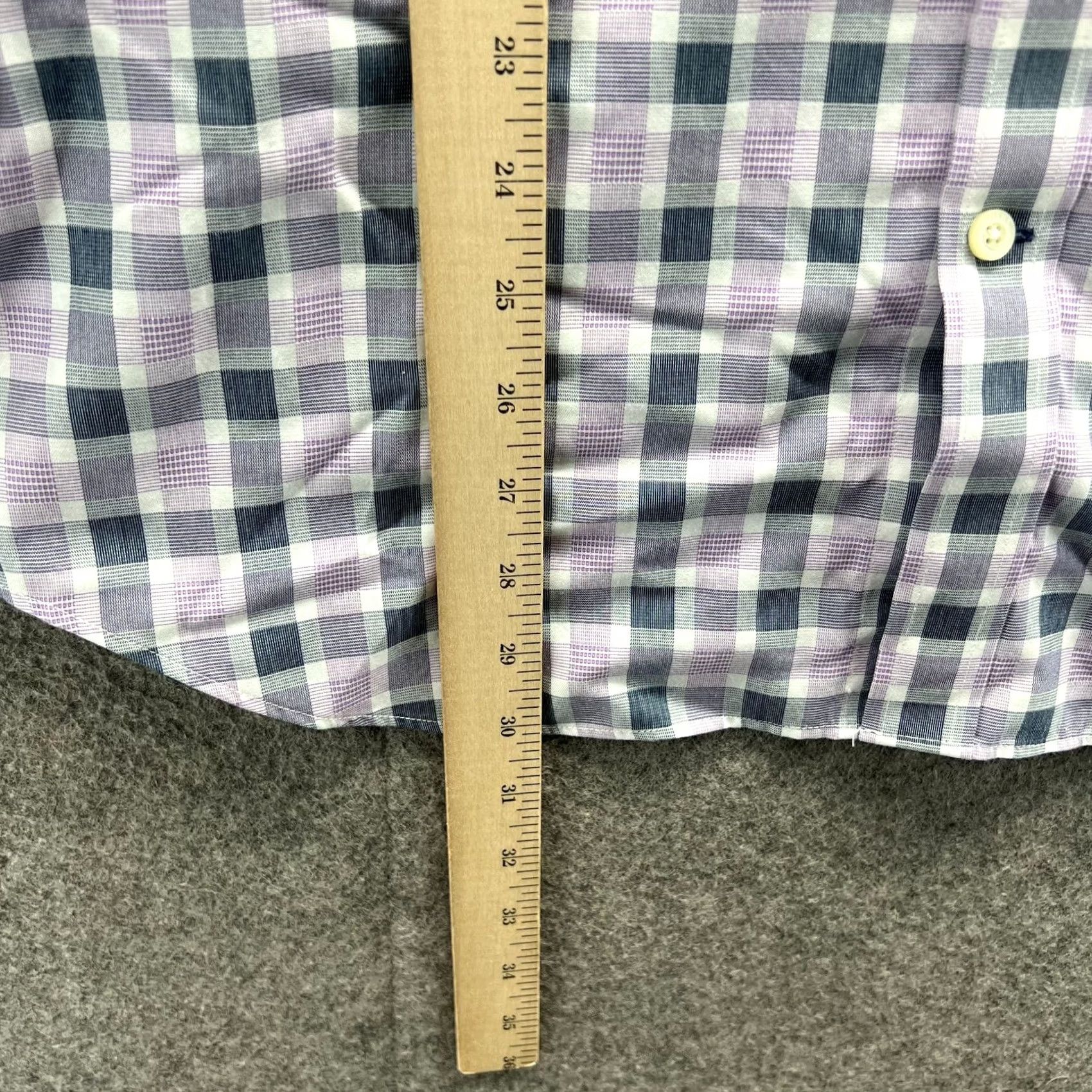 Banana Republic Banana Republic Shirt Men Medium Purple Blue Button Down Tailored Slim Check Shirt Size US M / EU 48-50 / 2 - 5 Thumbnail