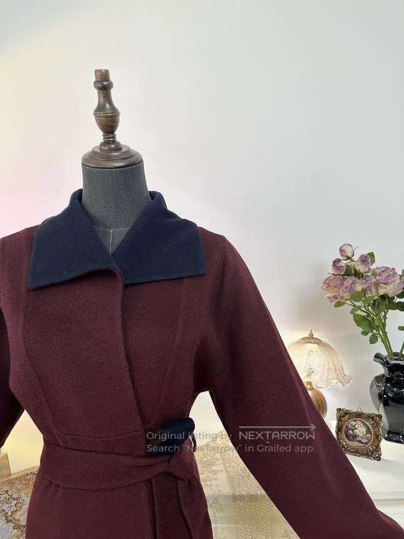 Hermes Hermes Double-Faced Cashmere Belted Coat, Burgundy Size S / US 4 / IT 40 - 3 Thumbnail