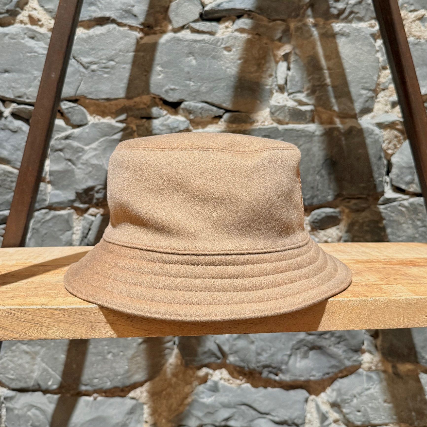 Hermes Hermès Harper H Sellier Beige Cashmere Bucket Hat - MEDIUM Size ONE SIZE - 6 Thumbnail