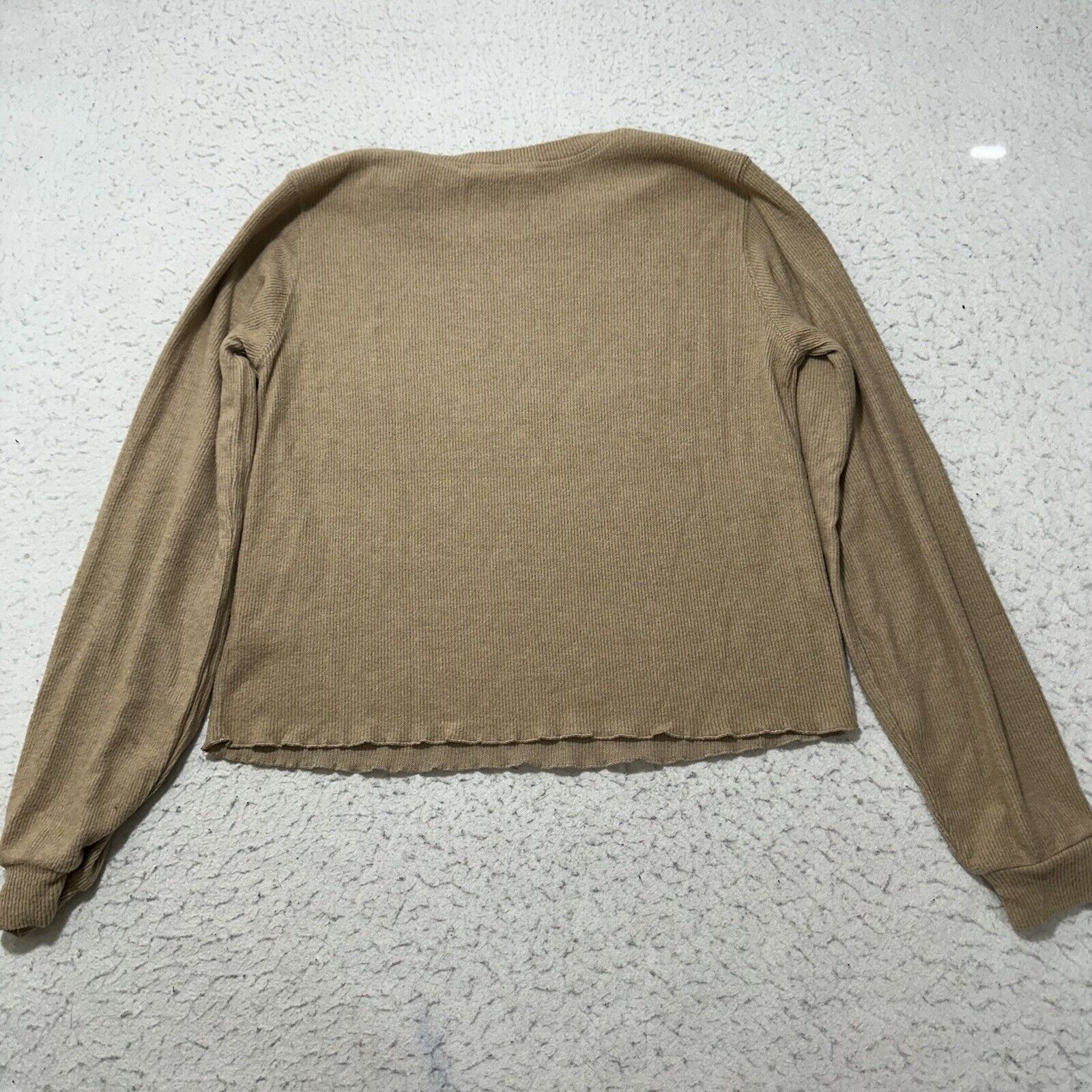BB Dakota BB Dakota Small Crewneck Tan Brown Lettuce Hem Long Sleeve Size S / US 4 / IT 40 - 10 Thumbnail