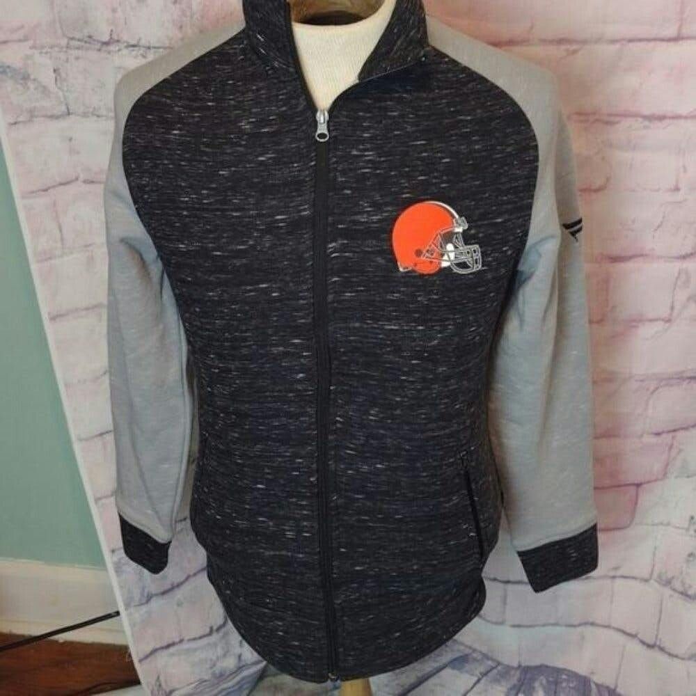 Image of Nfl Cleveland Browns Heavy Zipped Sweatshirt Jacket Size Small in Orange, Men's