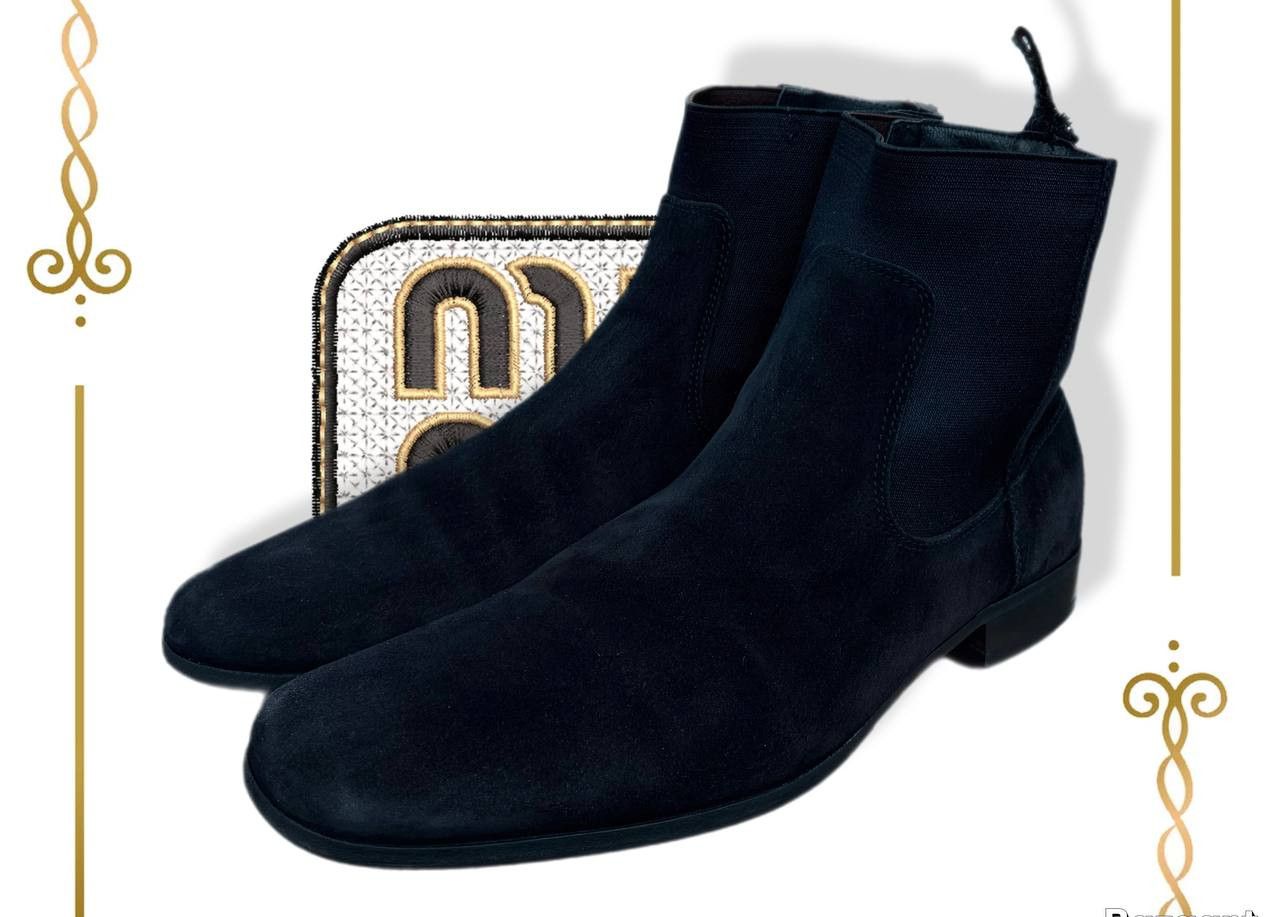 Miu Miu Miu Miu Black Suede Leather Almond Toe Men's Chelsea Boots Size US 10 / EU 43 - 1 Thumbnail