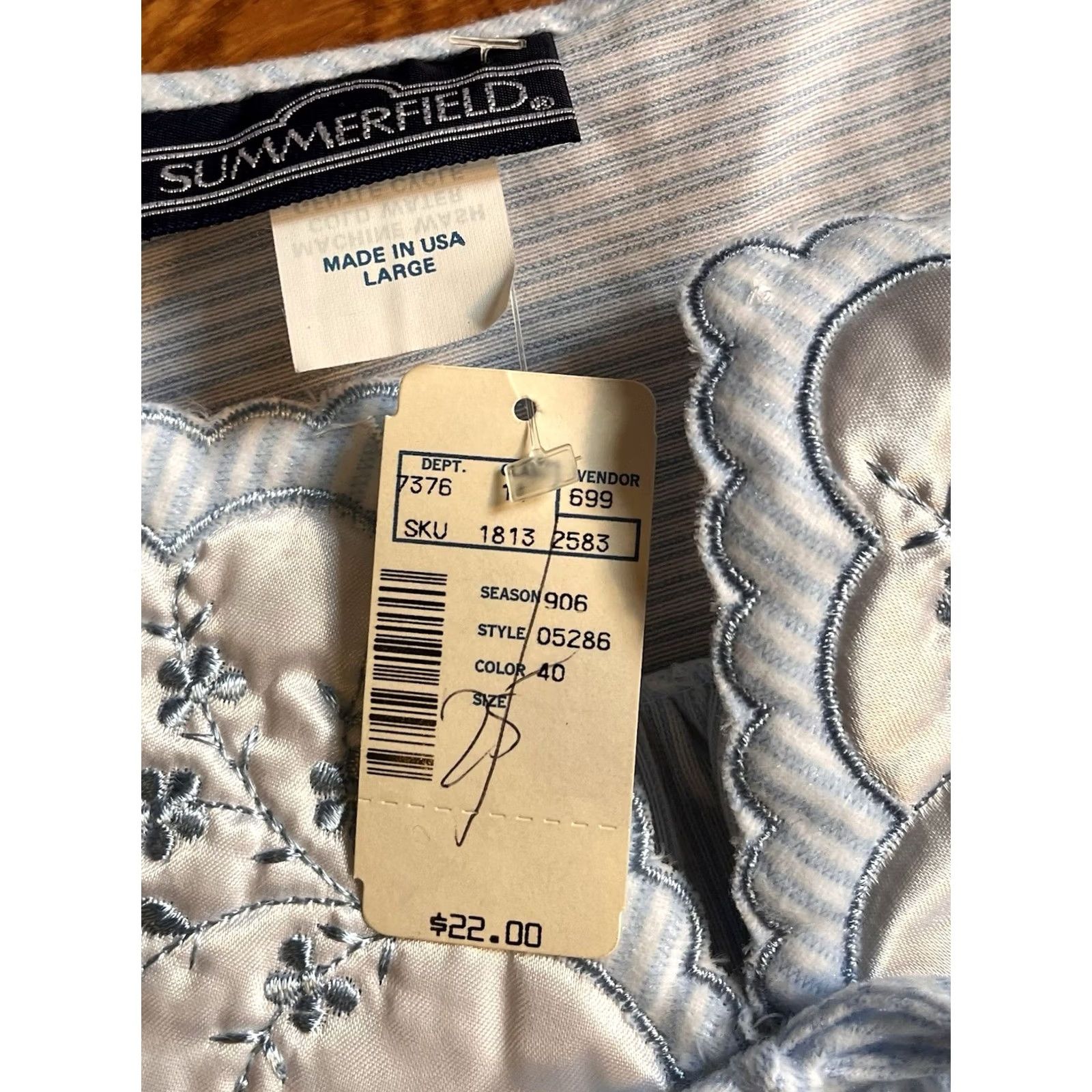Vintage VINTAGE Summerfield Flannel Nightgown Women's L Blue Striped Floral 1980s Secretary/Geek 44” Chest 39" SH G Womens Size ONE SIZE - 7 Thumbnail