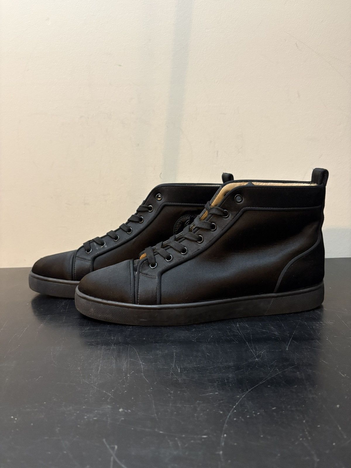 Christian Louboutin Red Bottom Louis Orlato Satin Black
