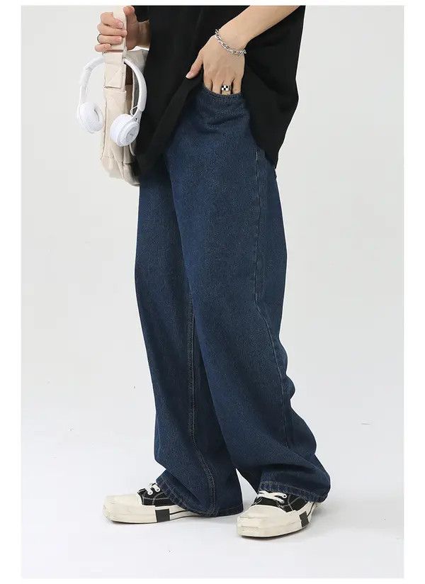 Japanese Brand Dark blue Japanese retro loose casual washed straight jeans Size US 32 / EU 48 - 6 Thumbnail