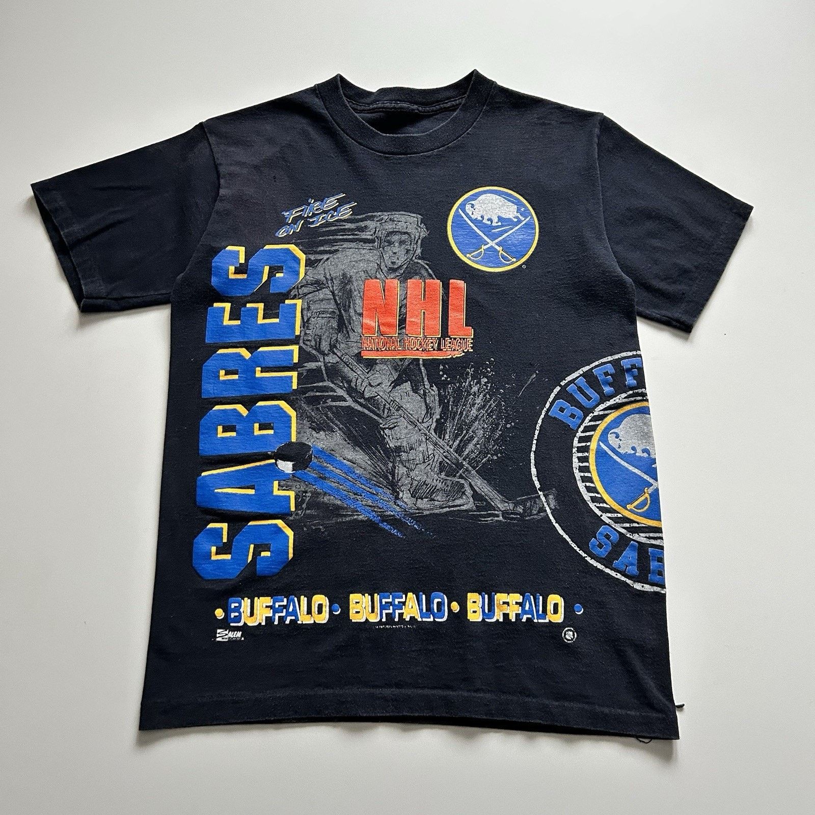 Vintage Buffalo Sabres NHL T Shirt Small 90s Salem AOP Rare