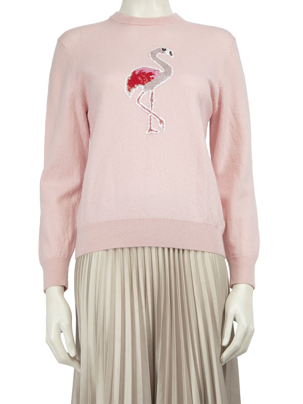 Markus Lupfer Pink Wool Embellished Flamingo Jumper Size XL / US 12-14 / IT 48-50 - 1 Thumbnail