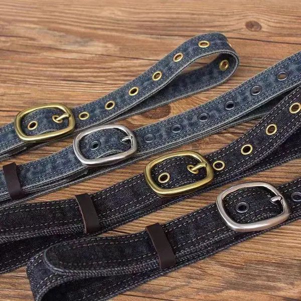 Japanese Brand Kubota x naga 47 Inch Pin Buckle Gold Design Denim Belt Size ONE SIZE - 7 Thumbnail