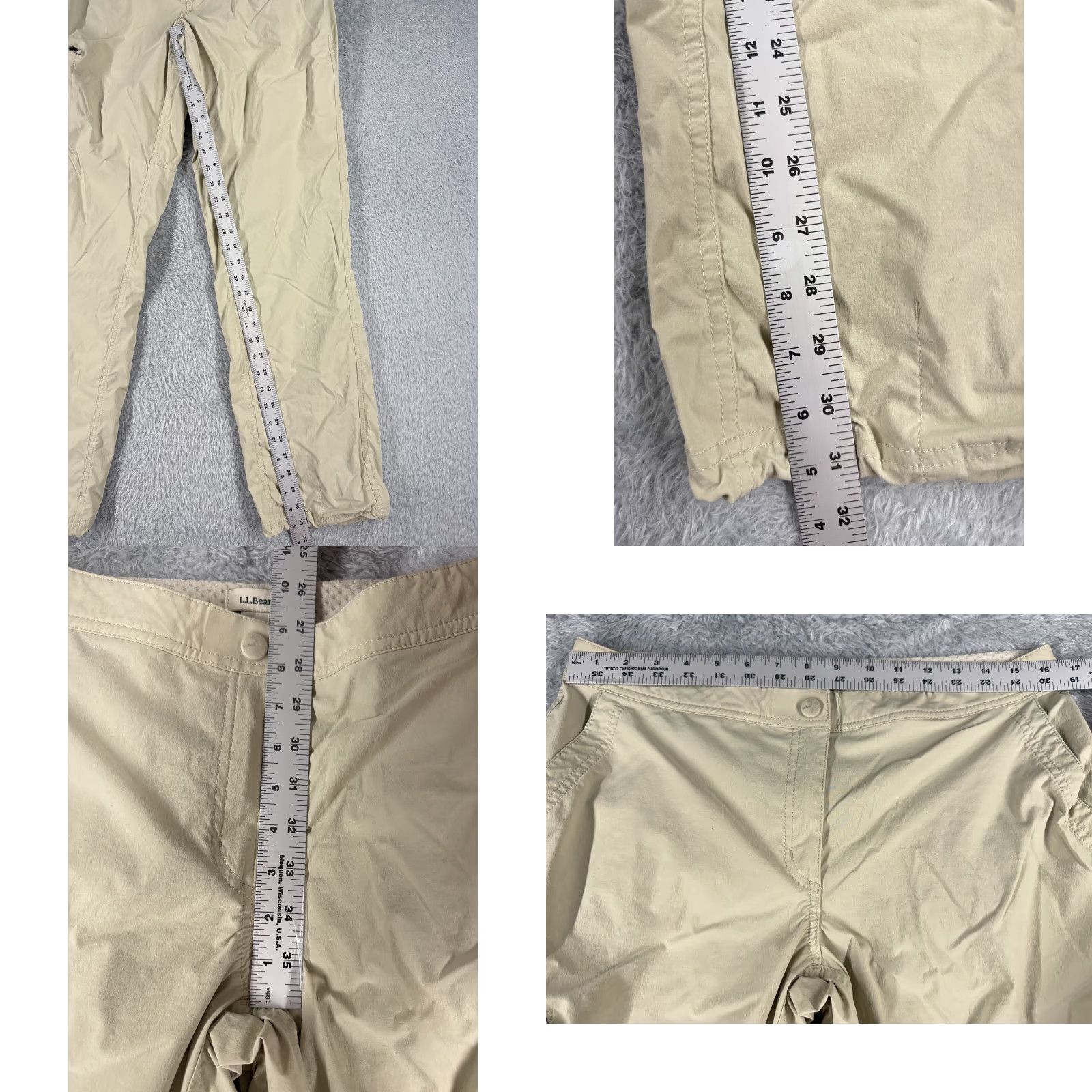 Vintage L.L. Bean Women's Cargo Pants Size 12 Beige Straight Leg Nylon Blend Hike 32x31 Size 34" / US 12 / IT 48 - 8 Thumbnail