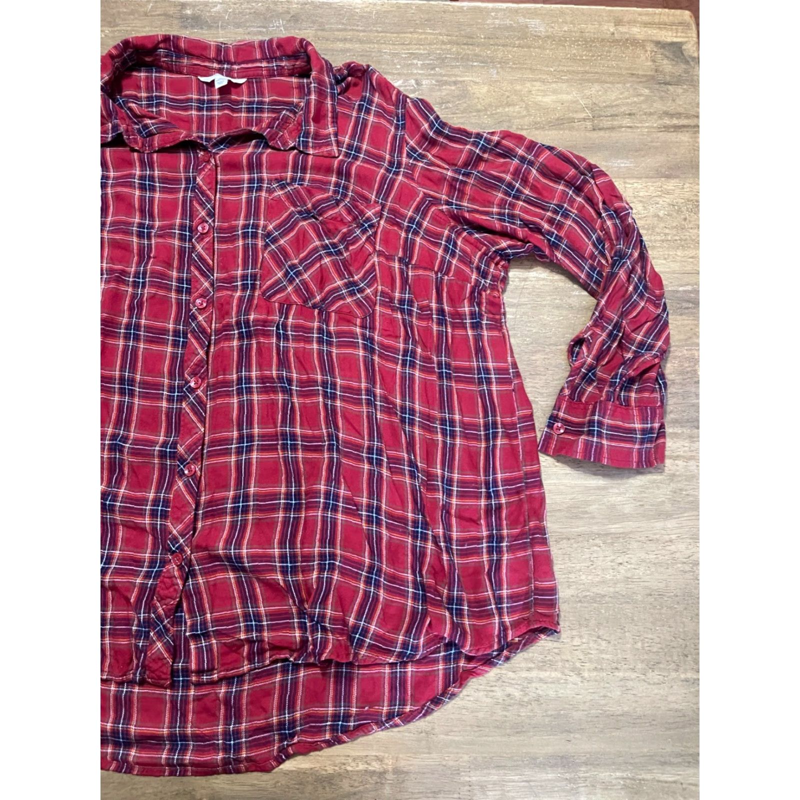 Vintage Terra & Sky Shirt Womens 3X Red Plaid Button-Up Long Sleeve Casual Travel Size XXL / US 16-18 / IT 52-54 - 4 Thumbnail