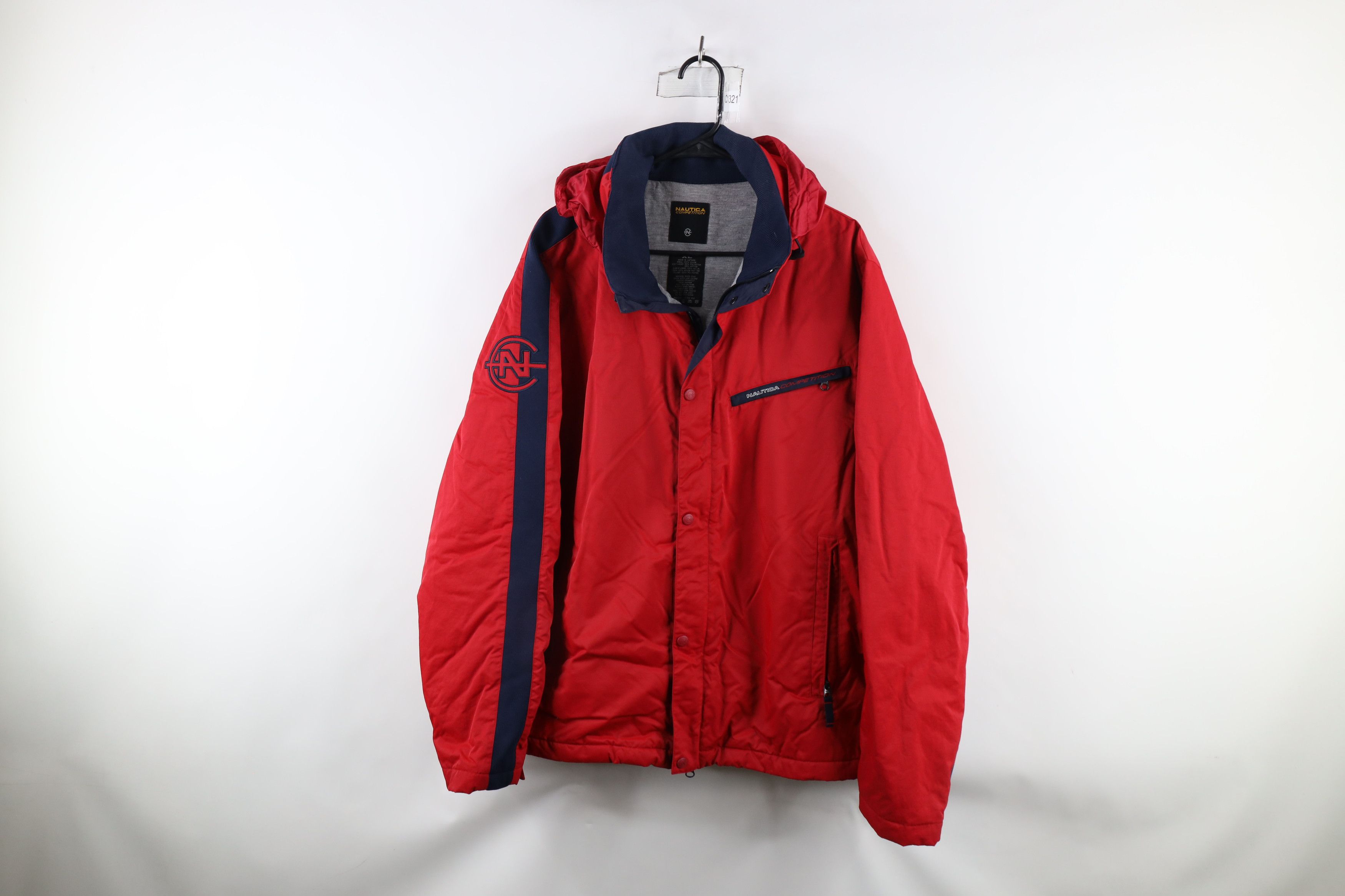 Nautica × Vintage Vintage 90s Nautica Competition Lined Hooded Full Zip Jacket Size US XL / EU 56 / 4 - 1 Thumbnail