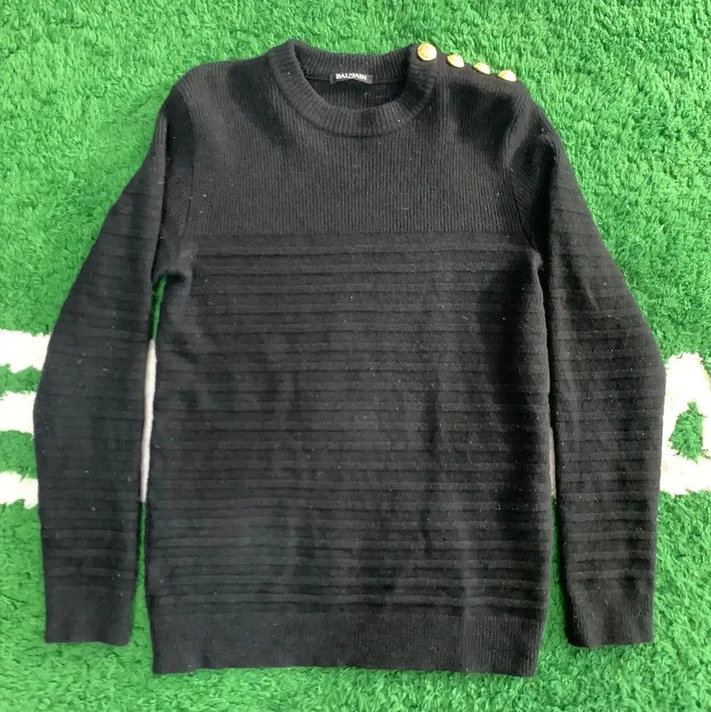 Balmain Balmain Women's Black Cashmere Blend Sweater 0089 Size S / US 4 / IT 40 - 1 Thumbnail