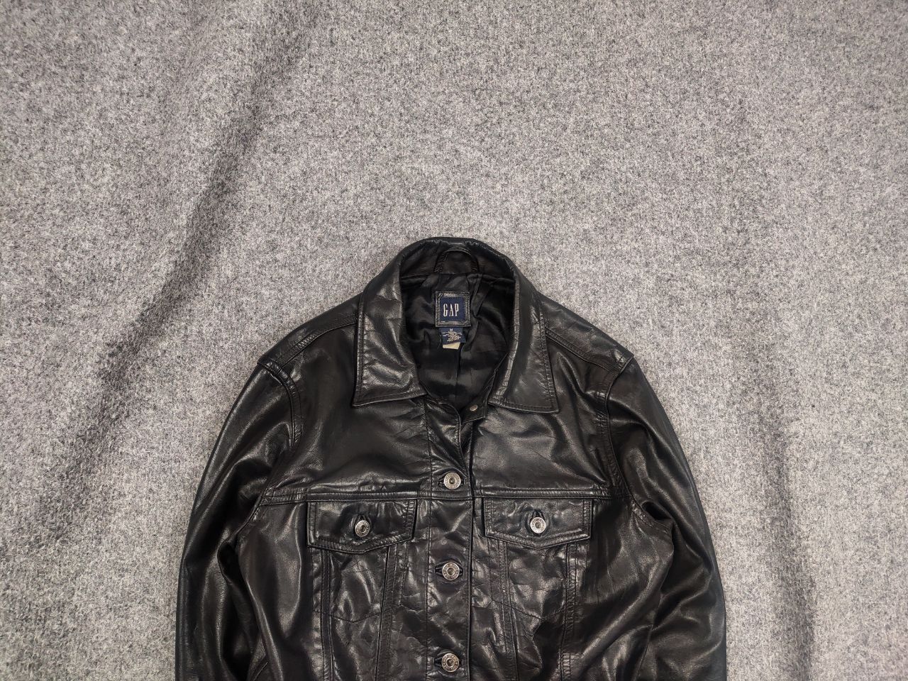 Gap Rare Gap Vintage 1999 Dyed Leather Trucker Rockstar Jacket Size M / US 6-8 / IT 42-44 - 1 Thumbnail