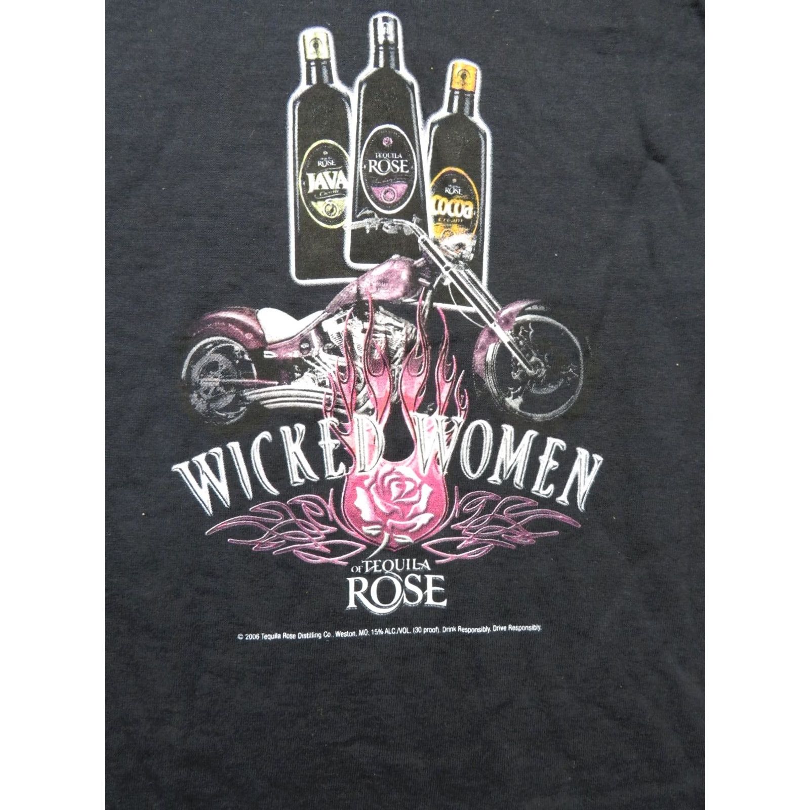 Vintage Concert Wicked Woman Tequila Rose Motorcycle Bar L T-Shirt Black Crew Neck Short Sleeve Mens 2000s Retro Sports USA Chardonnay? Size US L / EU 52-54 / 3 - 2 Thumbnail