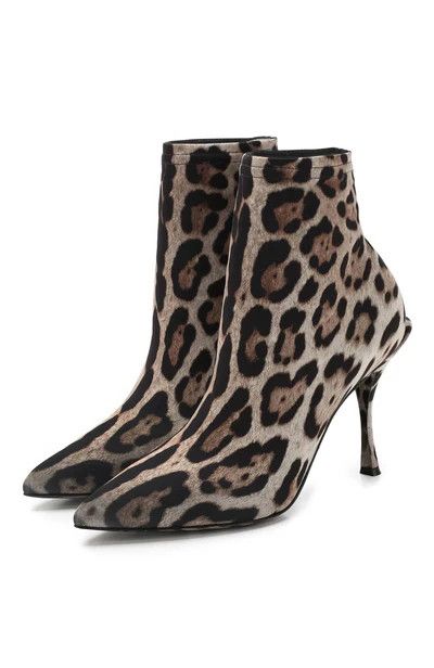 Dolce & Gabbana o1y0825 Leopard-Print Ankle Boots in Beige/Black Size US 6 / IT 36 - 5 Thumbnail