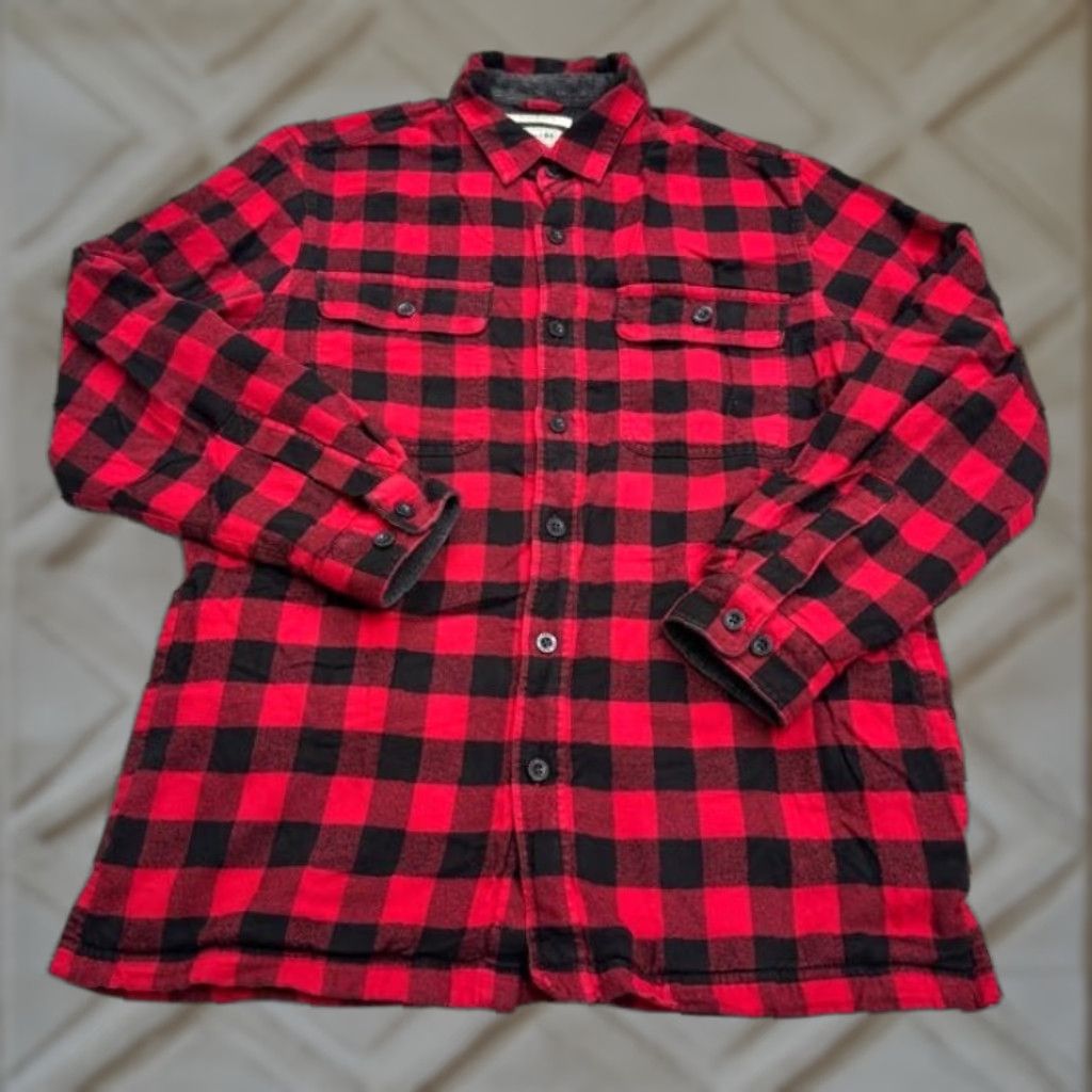 Vintage L.L. Bean Traditional Fit Flannel Shacket Jacket Mens M Red Black Plaid Size US M / EU 48-50 / 2 - 1 Thumbnail