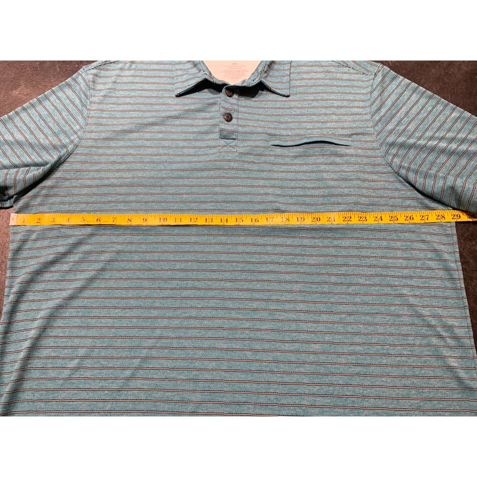 Duluth Trading Company DULUTH TRADING CO. 2XL Short Sleeve Polo Shirt Striped Turquoise Wicking Casual Mens Size US XXL / EU 58 / 5 - 6 Thumbnail